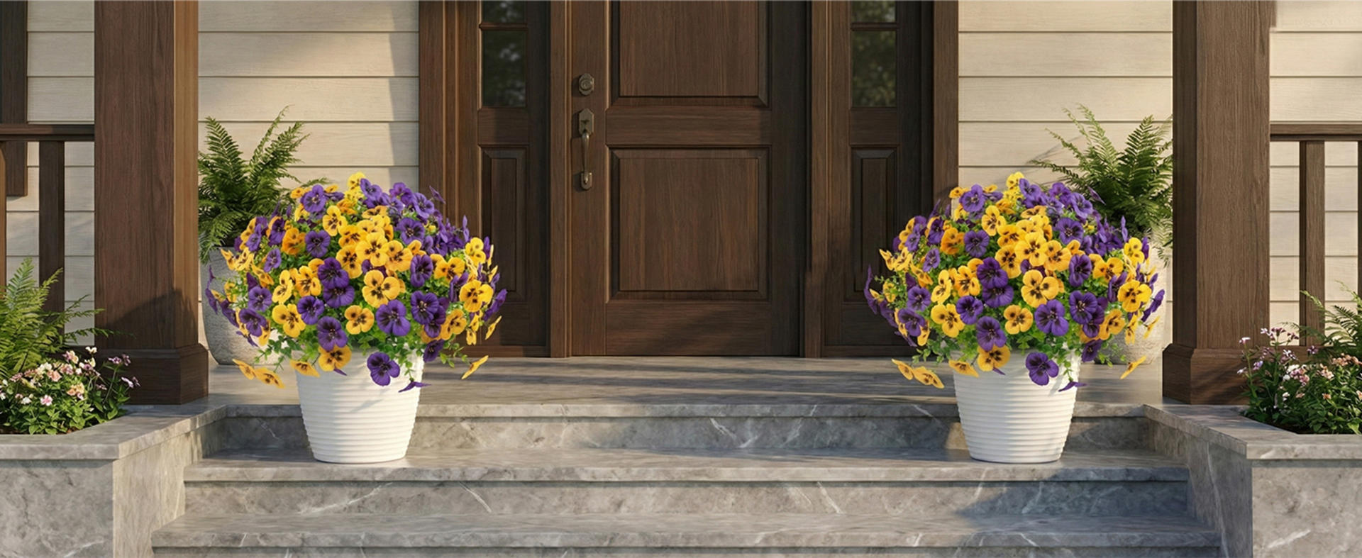 18 Pcs Artificial Pansy Flowers, UV Resistant Faux Silk Flowers for Outdoor Planters and Porch Decor detail 5