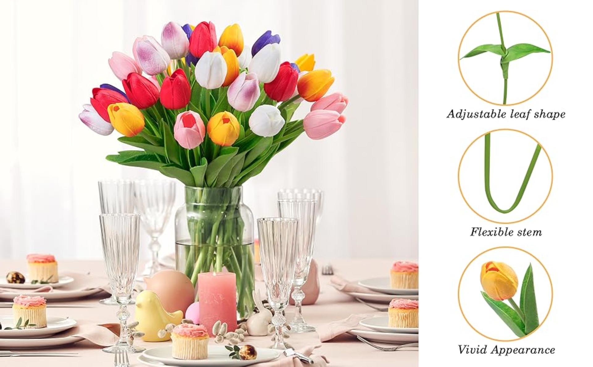30 Pcs Multicolor Artificial Tulips Real Touch PU Fake Flowers for Home Wedding Decor detail 3