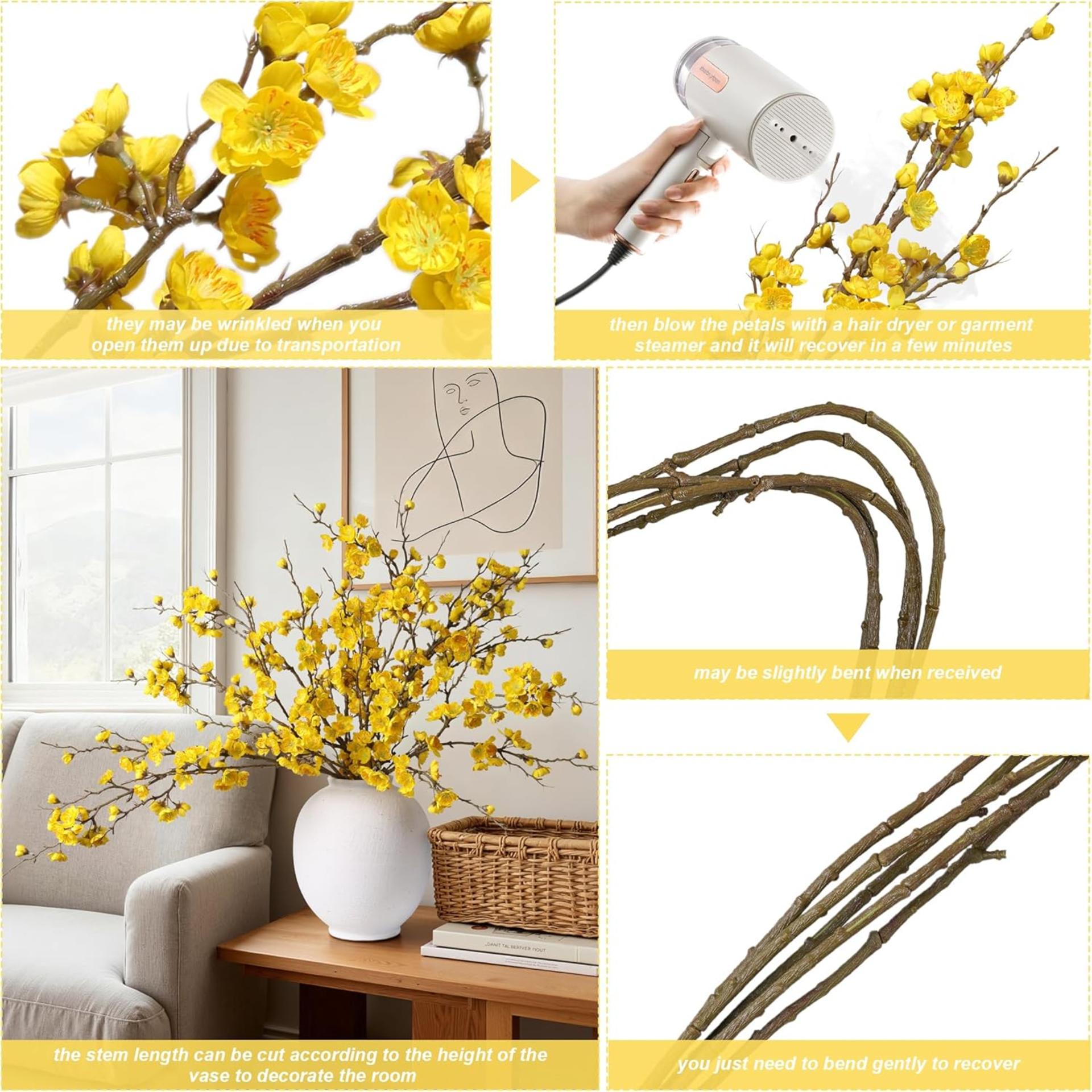 6 PCS Artificial Cherry Blossom Branches, 34.45" Silk Faux Flowers for Home Wedding Decor - 4