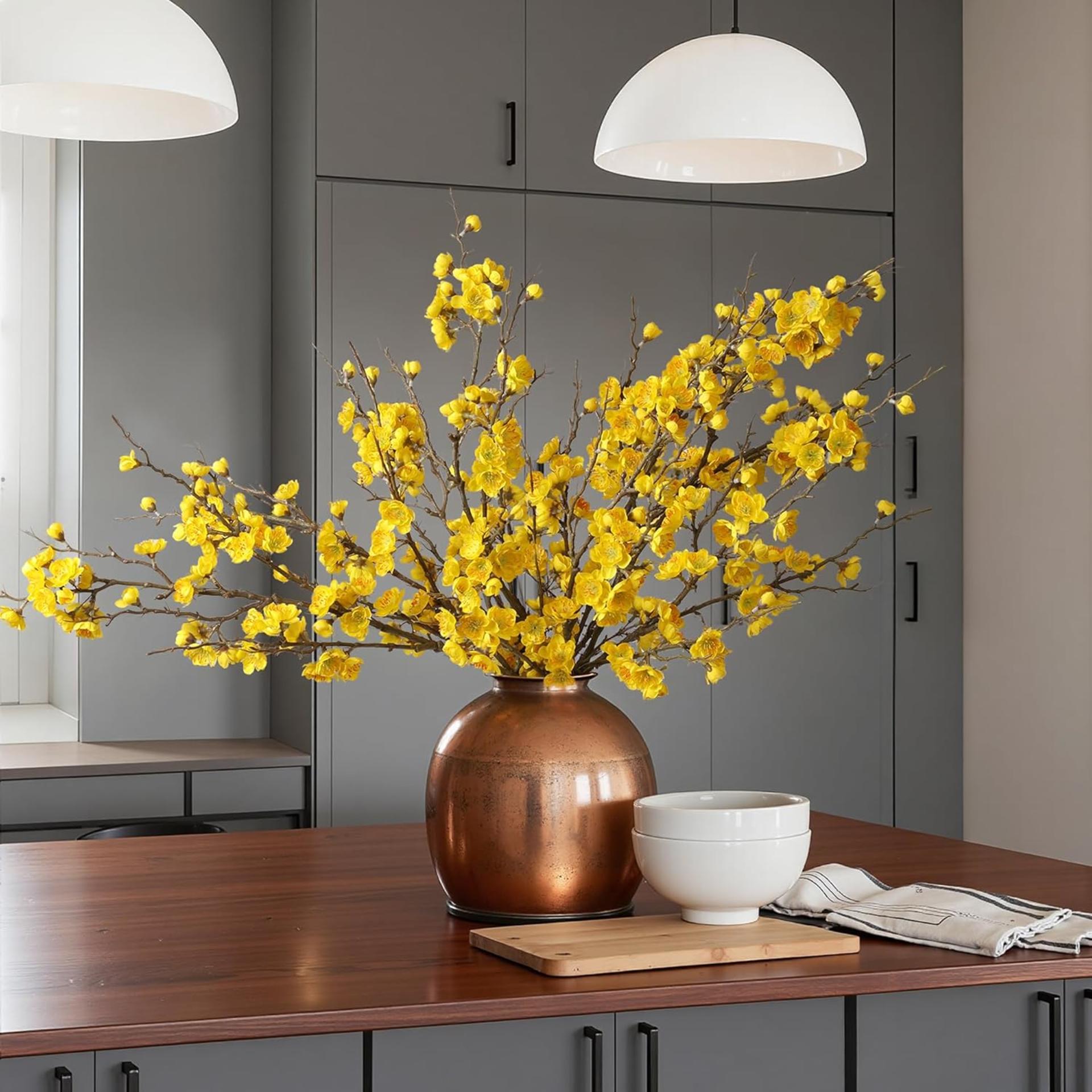 6 PCS Artificial Cherry Blossom Branches, 34.45" Silk Faux Flowers for Home Wedding Decor - 6