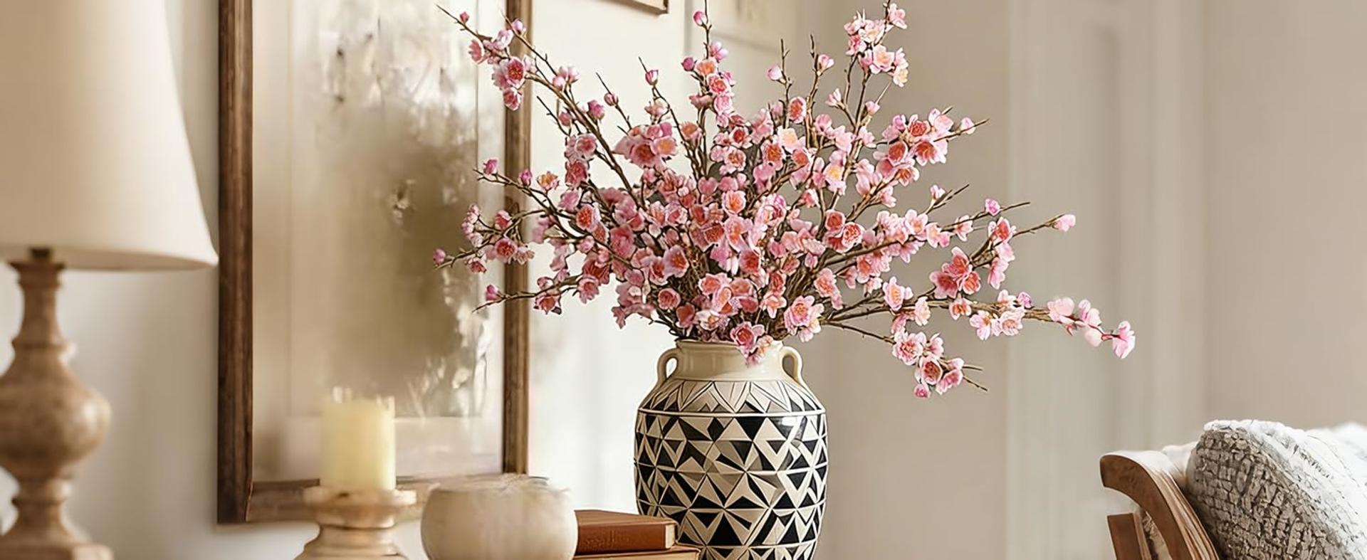 6 PCS Artificial Cherry Blossom Branches, 34.45" Silk Faux Flowers for Home Wedding Decor detail 3