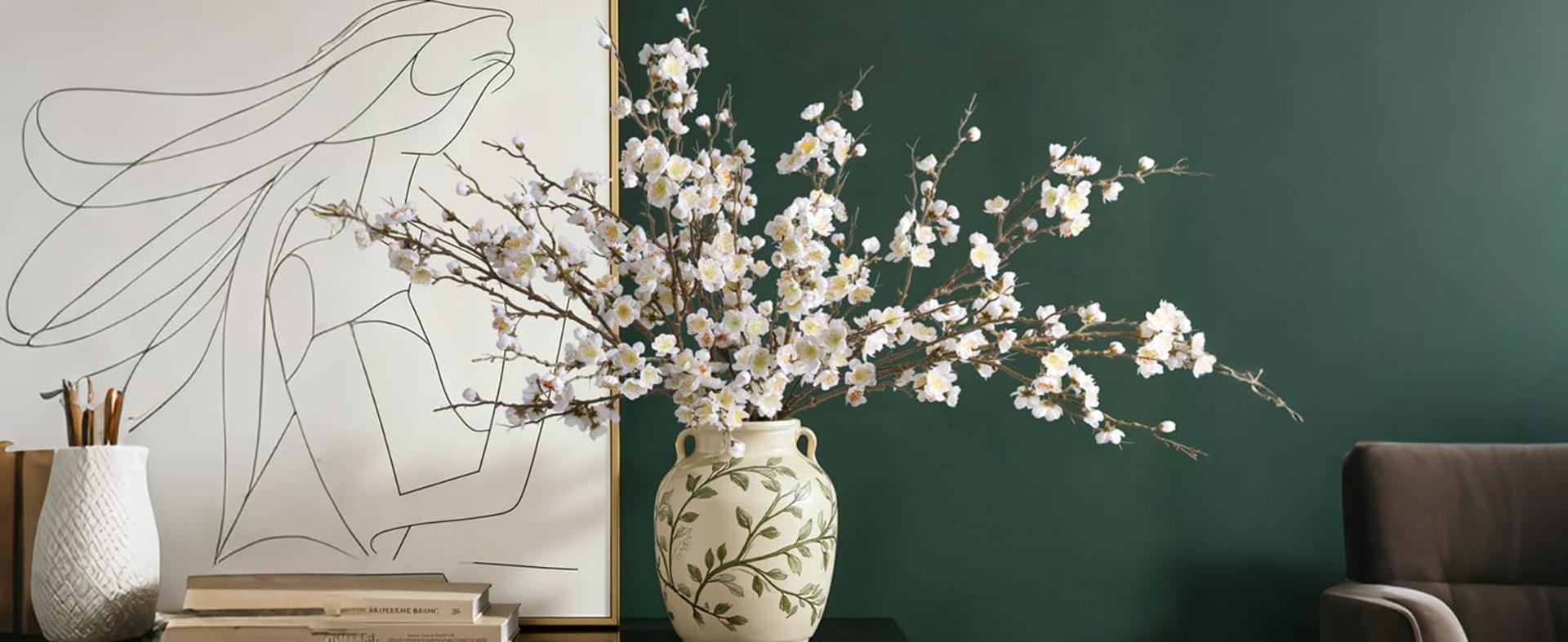 6 PCS Artificial Cherry Blossom Branches, 34.45" Silk Faux Flowers for Home Wedding Decor detail 2