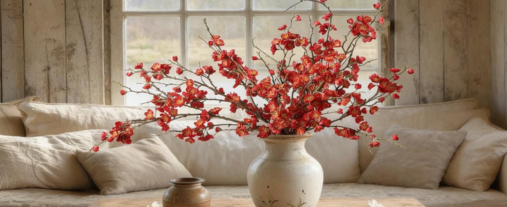 6 PCS Artificial Cherry Blossom Branches, 34.45" Silk Faux Flowers for Home Wedding Decor detail 4