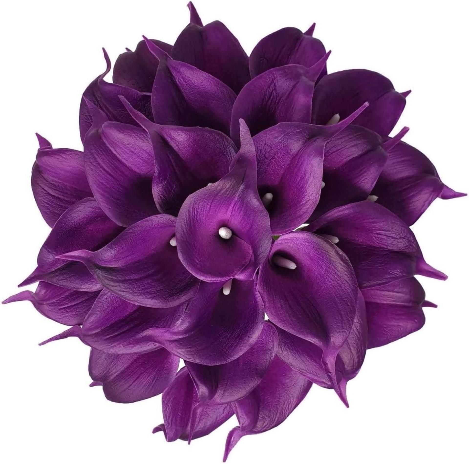 18 Pack Artificial Calla Lily Flowers 14 Inch Purple Real Touch Latex for Home Decor and Weddings