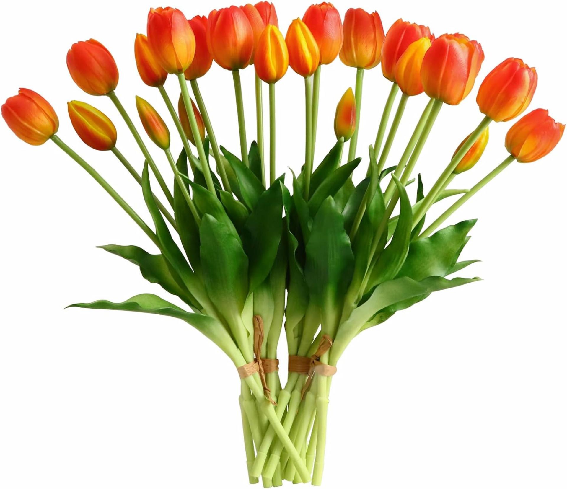 20pcs Real Touch Artificial Tulips - Lifelike Faux Latex Flower Bouquets for Home Wedding Decor