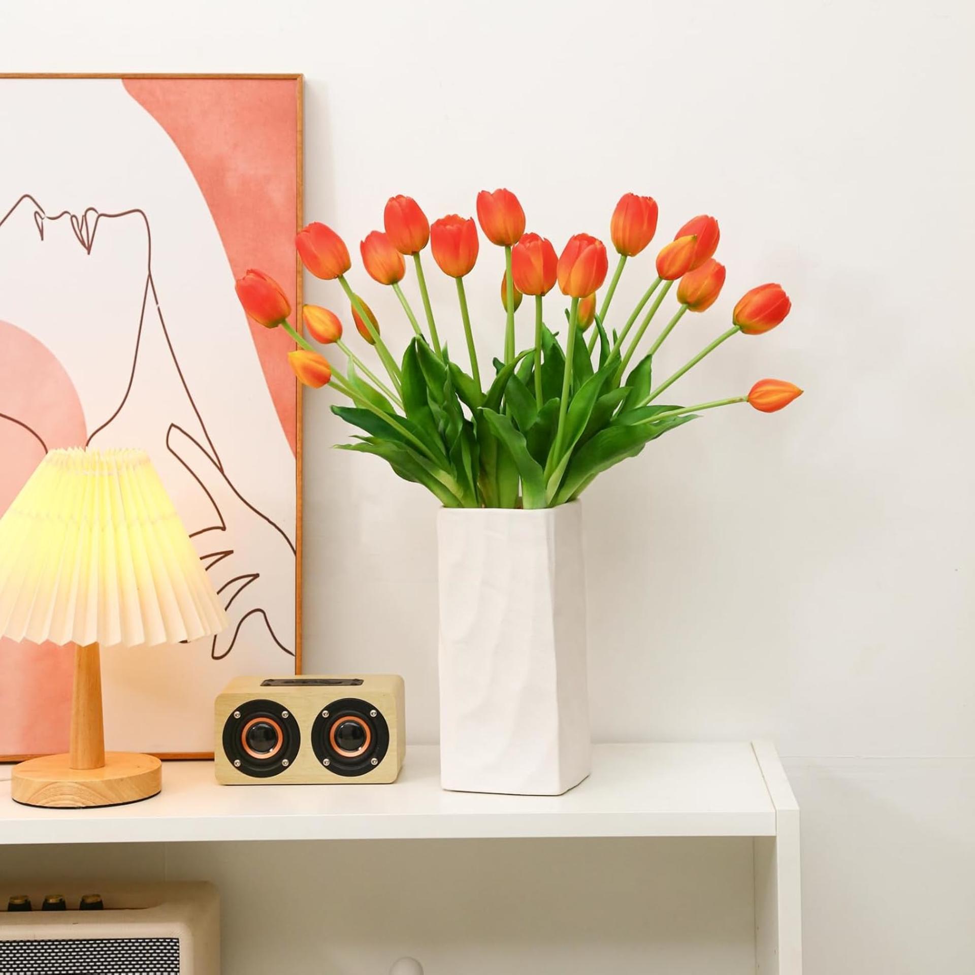 20pcs Real Touch Artificial Tulips - Lifelike Faux Latex Flower Bouquets for Home Wedding Decor - 8