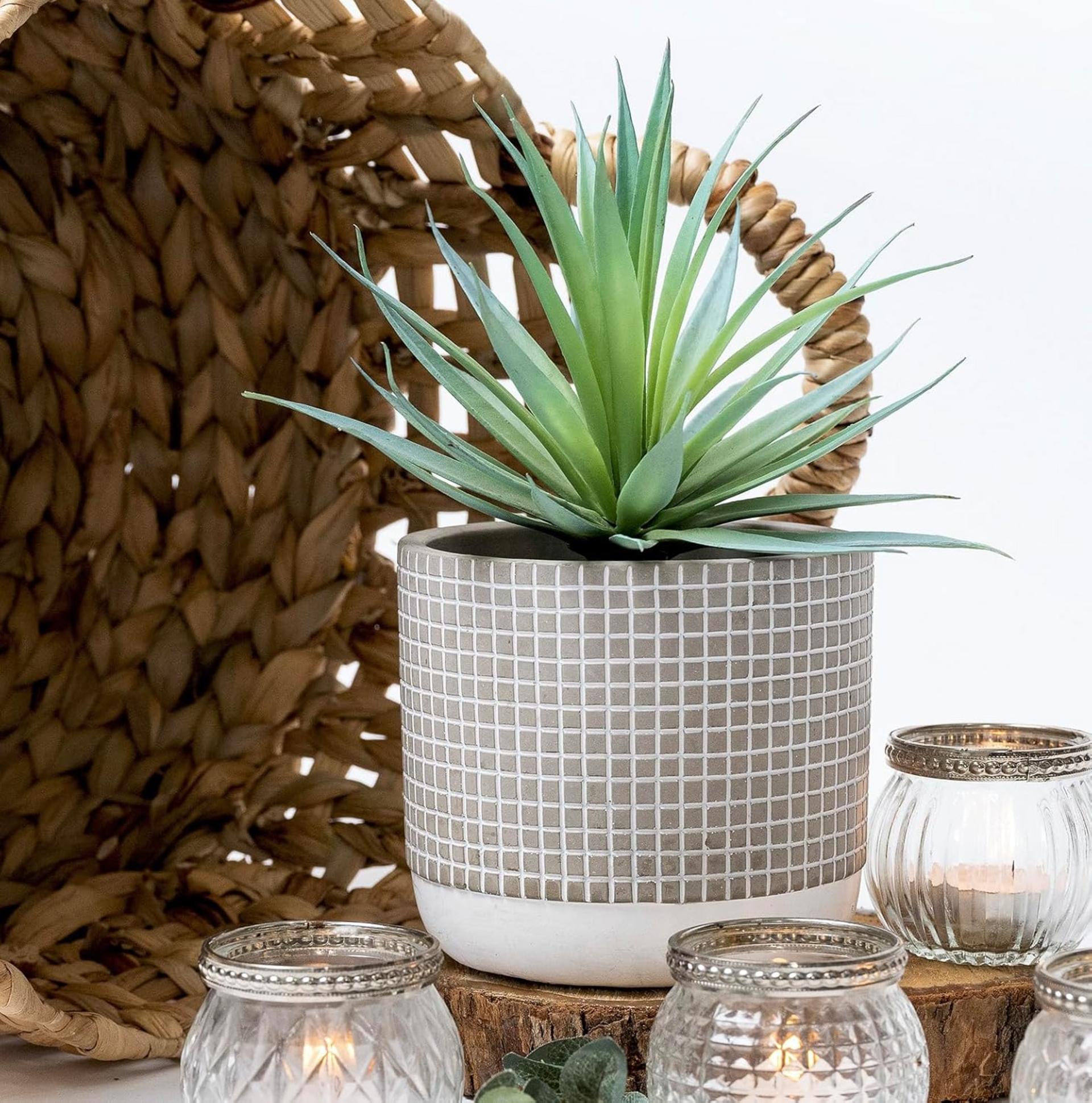 8" Realistic Artificial Succulent in Rustic Pot - Life-like Faux Greenery for Home and Office - 4