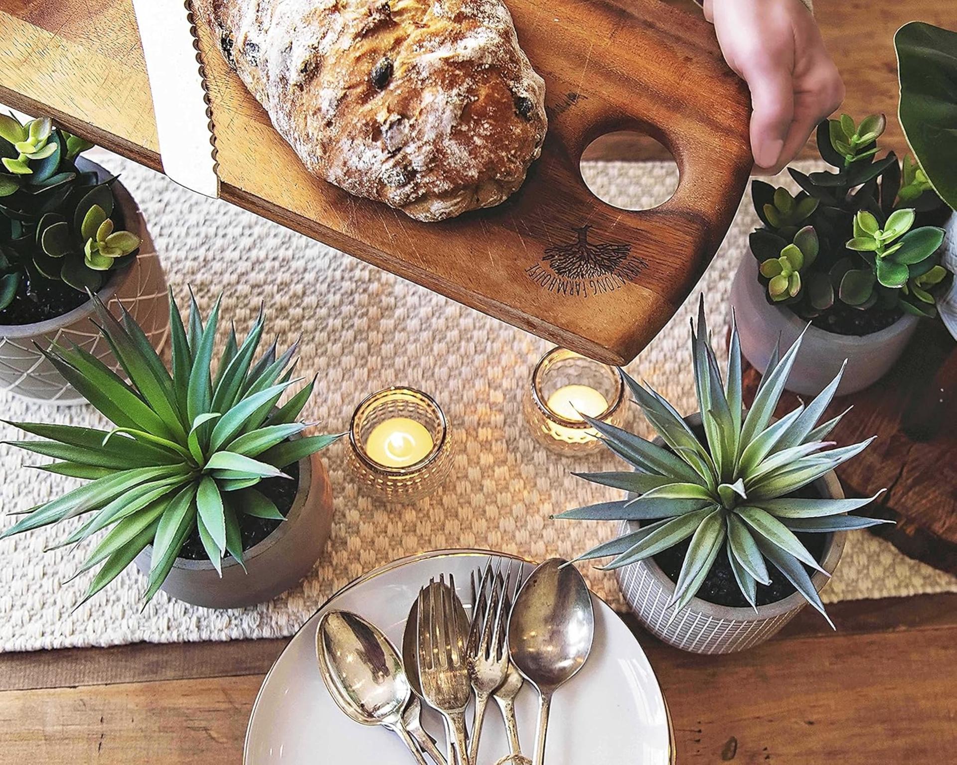 8" Realistic Artificial Succulent in Rustic Pot - Life-like Faux Greenery for Home and Office - 6