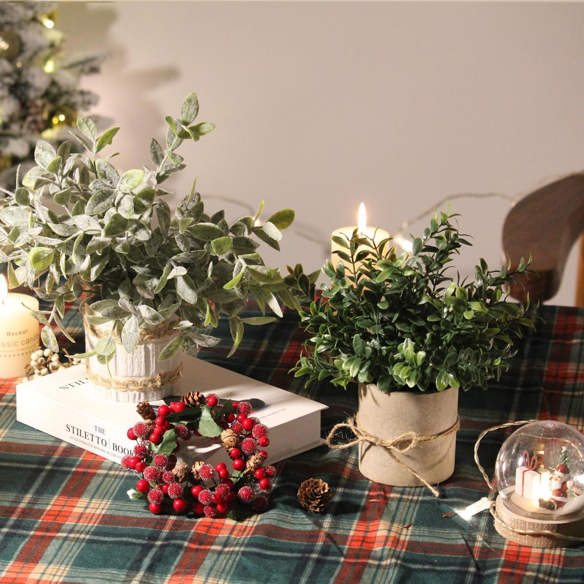 4 Pack Small Artificial Plants in Pulp Pots, Realistic Faux Greenery for Home & Office Decor - 7