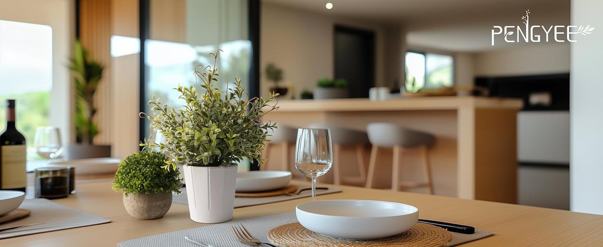 4 Pack Small Artificial Plants in White Pots for Home Decor, Lifelike Faux Greenery for Shelf and Office detail 1