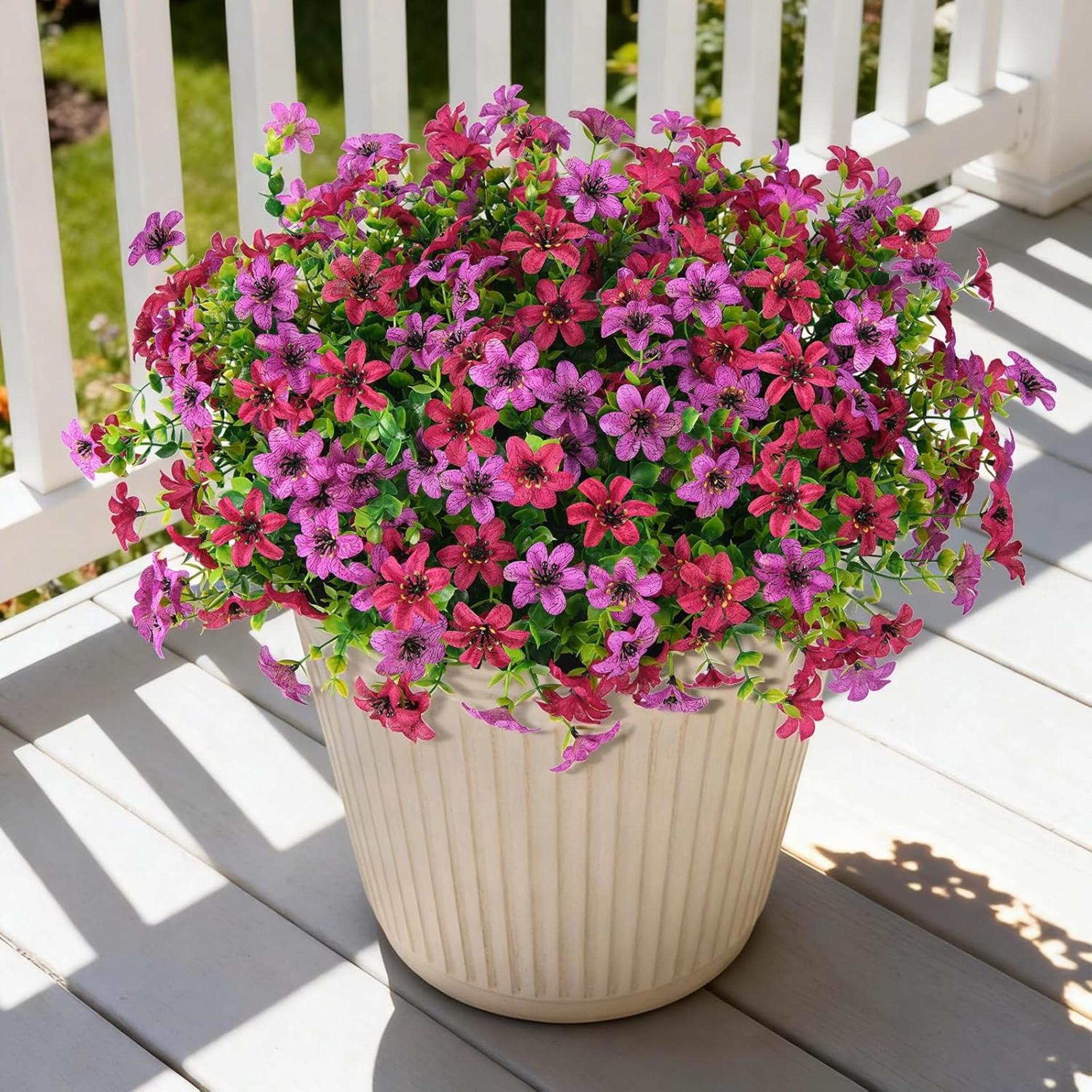 12 Bundles Artificial Flowers for Outdoors, UV Resistant Multicolor Faux Silk Plants for Decor - 1
