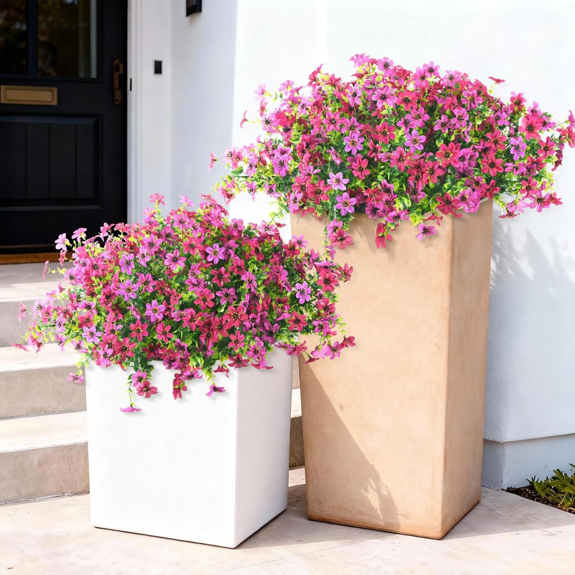 12 Bundles Artificial Flowers for Outdoors, UV Resistant Multicolor Faux Silk Plants for Decor - 6