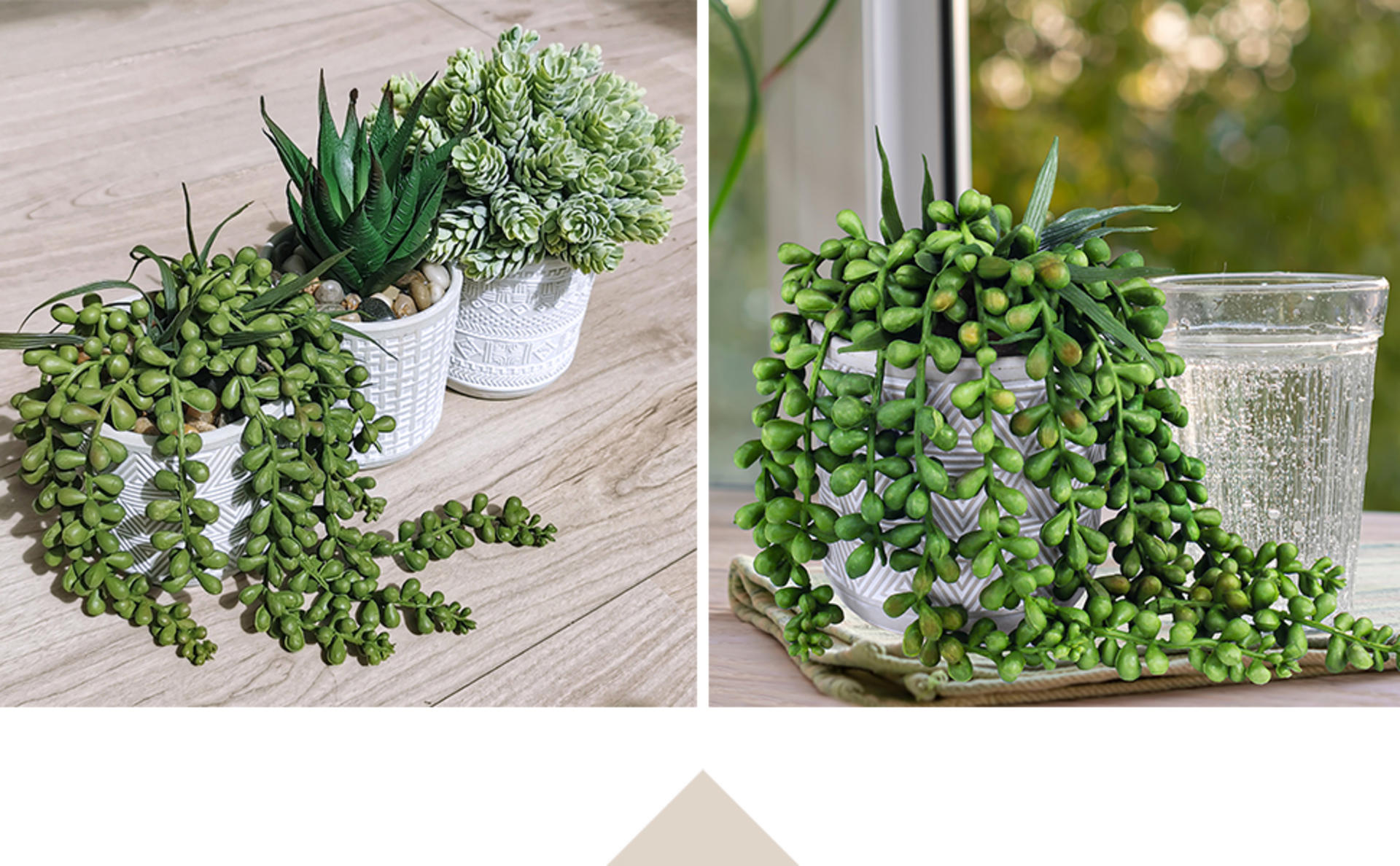 Set of 3 Artificial Potted Succulents with Geometric Concrete Pots for Home Office Decor detail 6