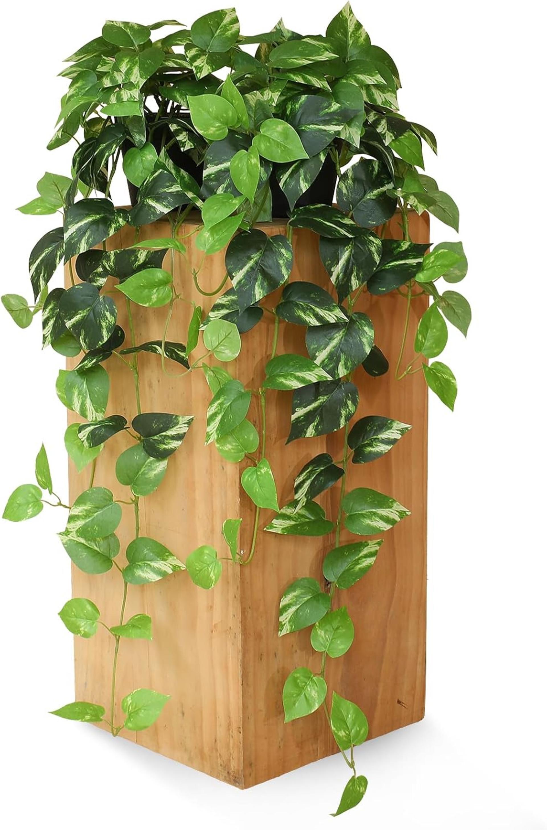 Set of 2 Artificial Pothos Hanging Plants - 33" Realistic Silk Ivy Vines with Pots - 2