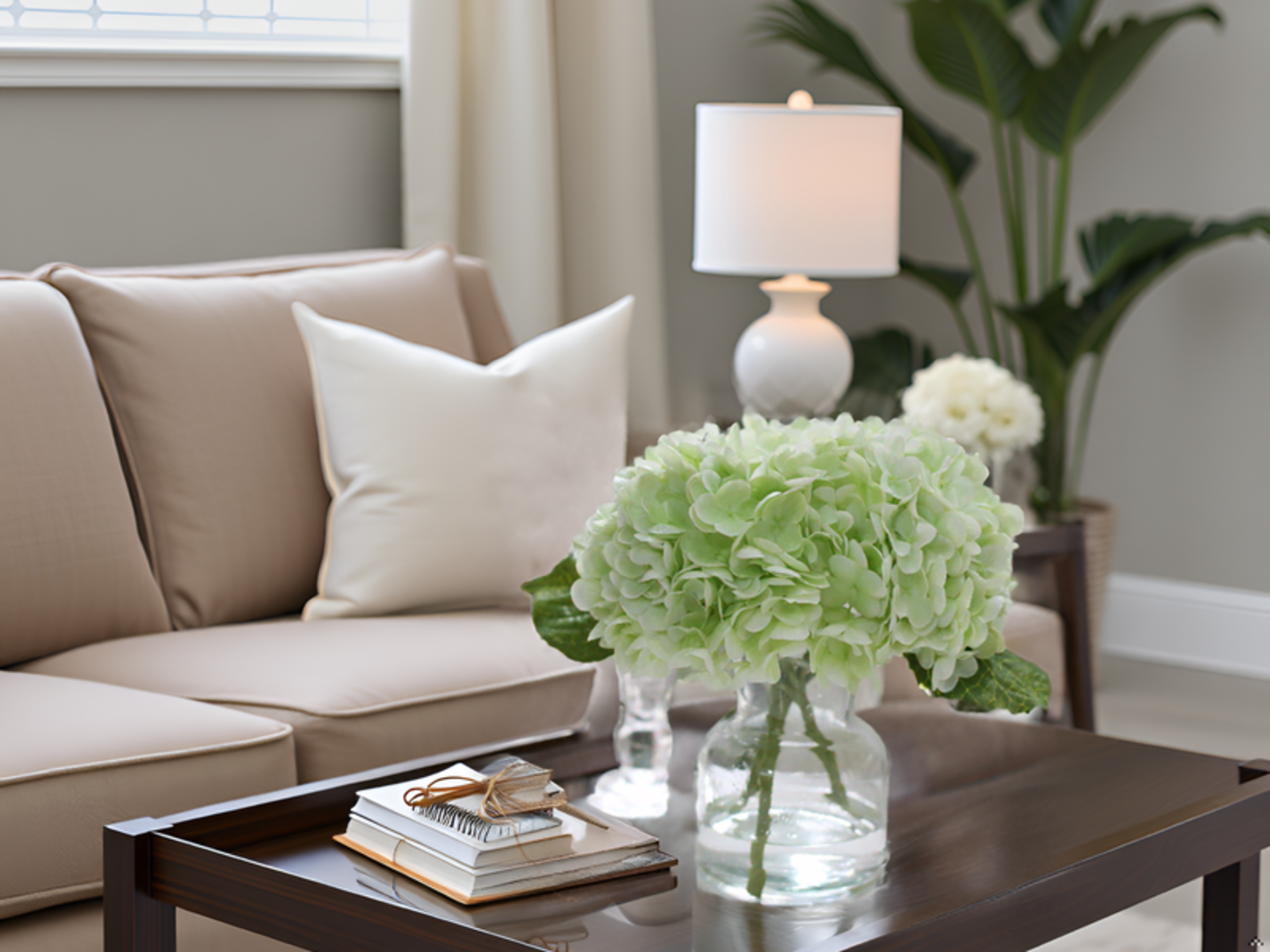 Real Touch Artificial White Hydrangea in Vase, Lifelike Silk Flowers Centerpiece for Home Decor detail 4