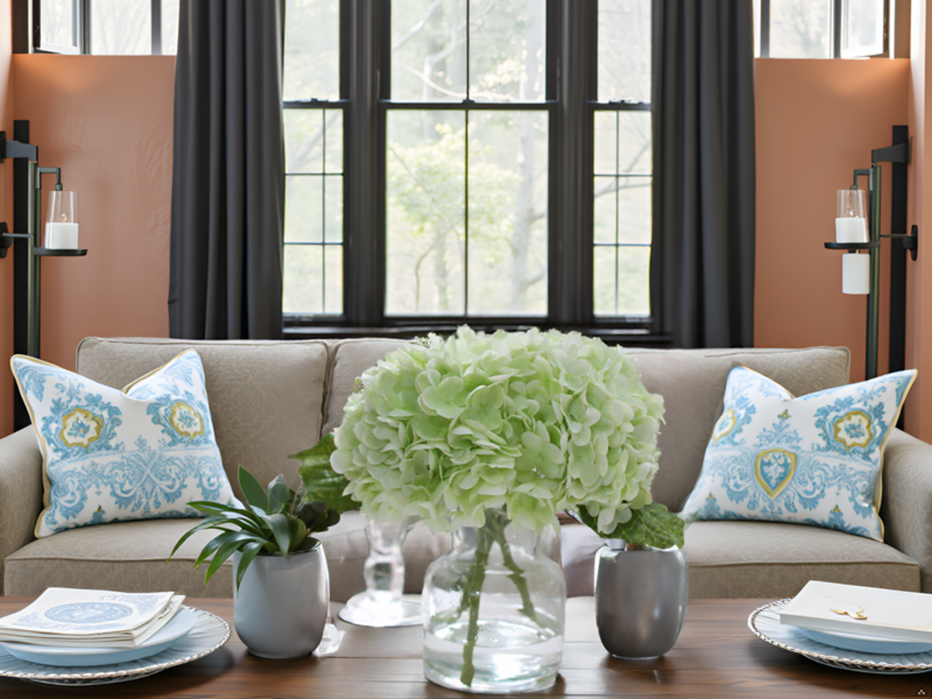 Real Touch Artificial White Hydrangea in Vase, Lifelike Silk Flowers Centerpiece for Home Decor detail 3