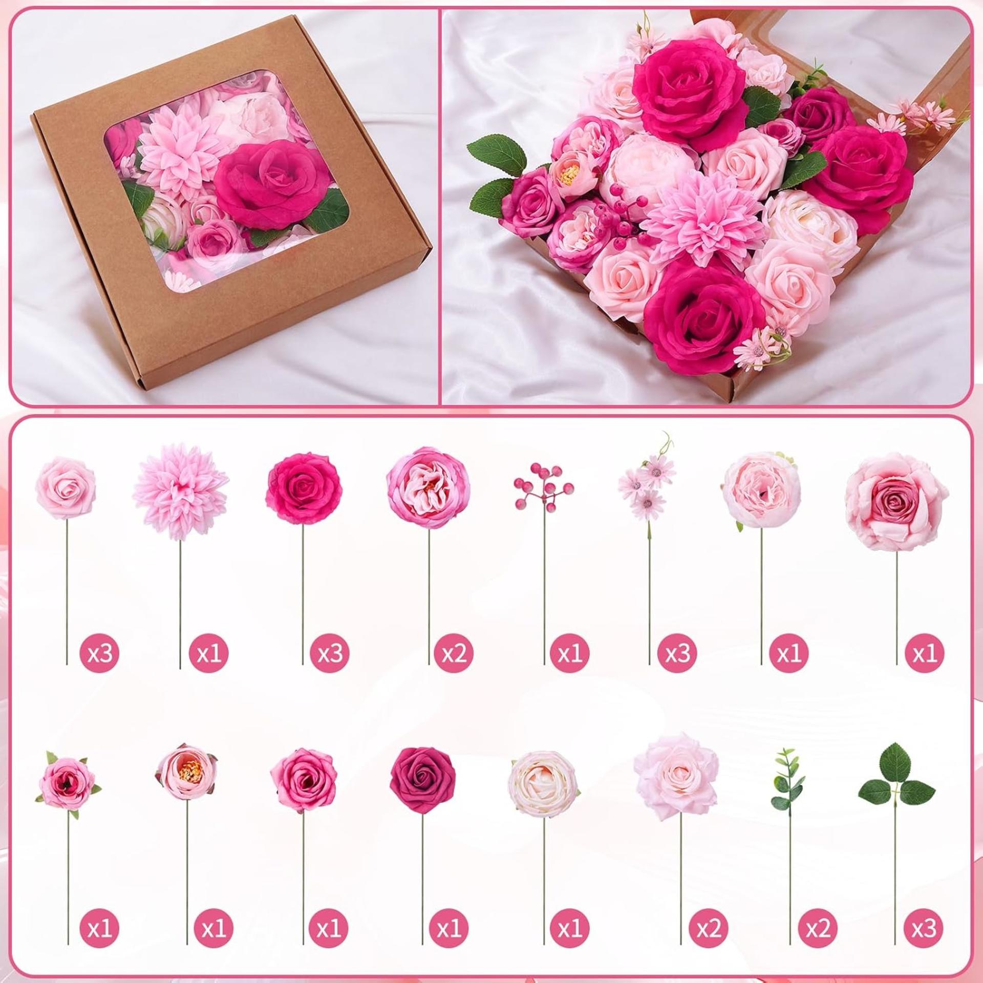 Pink & Hot Pink Artificial Flowers Combo Box - Silk Roses, Peonies & Hydrangeas for DIY Wedding Decor - 3