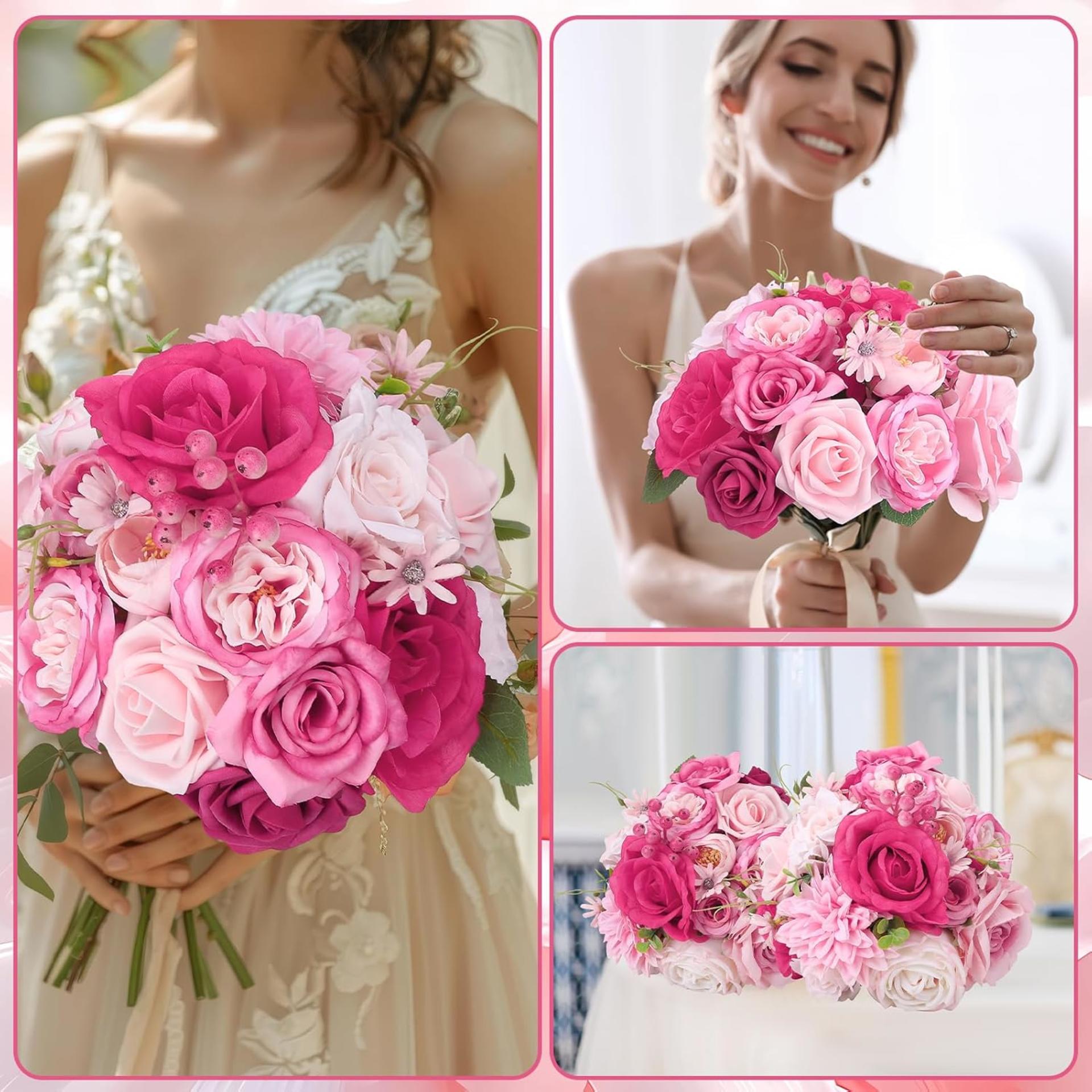 Pink & Hot Pink Artificial Flowers Combo Box - Silk Roses, Peonies & Hydrangeas for DIY Wedding Decor - 4