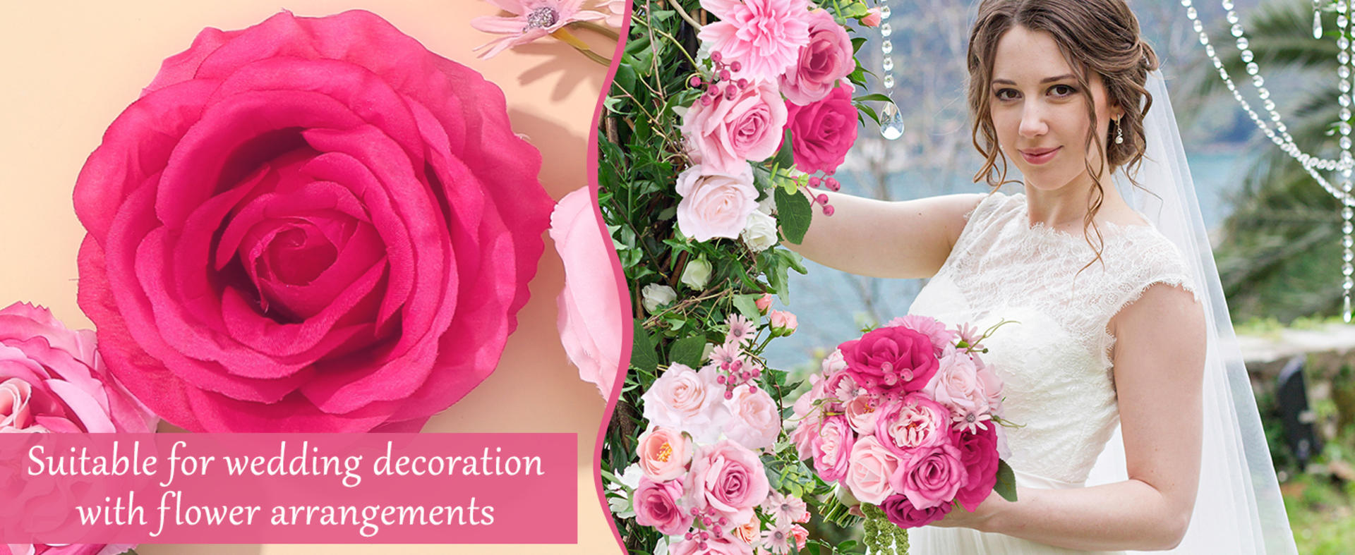 Pink & Hot Pink Artificial Flowers Combo Box - Silk Roses, Peonies & Hydrangeas for DIY Wedding Decor detail 4