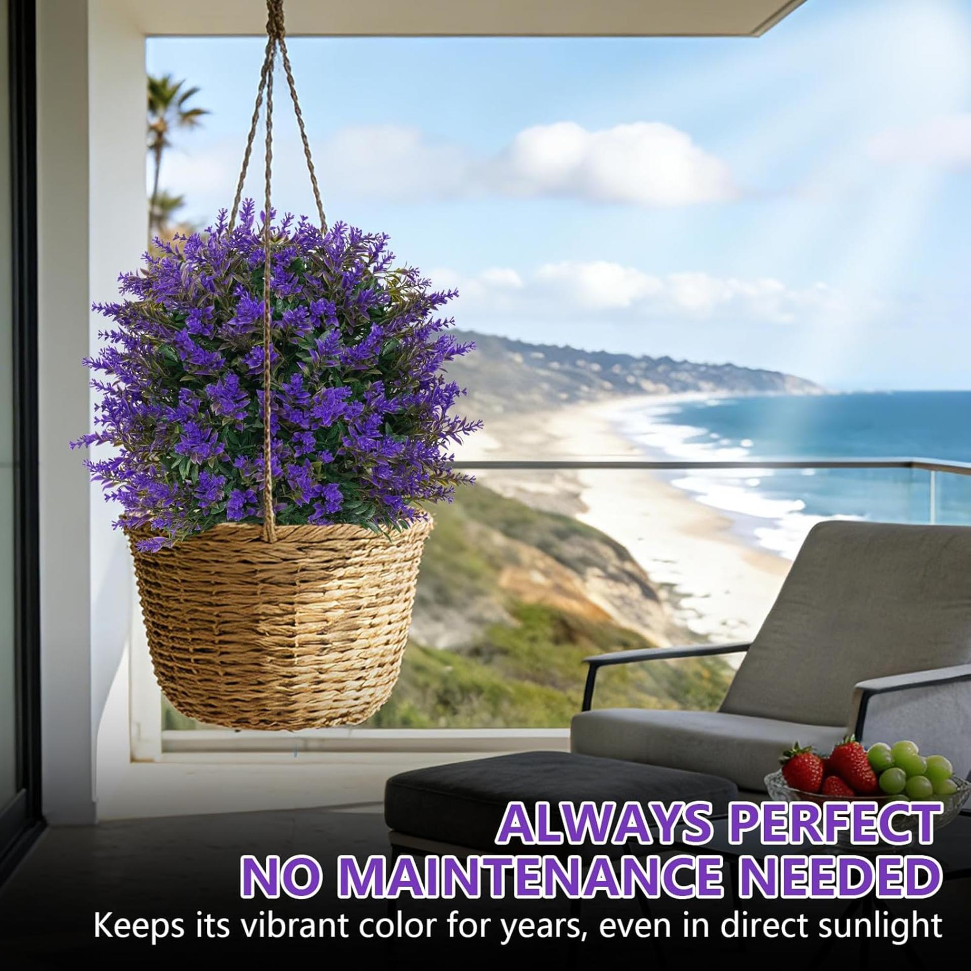 Set of 2 Artificial Lavender Topiary Balls with Stakes, UV Resistant Faux Boxwood Trees - 7