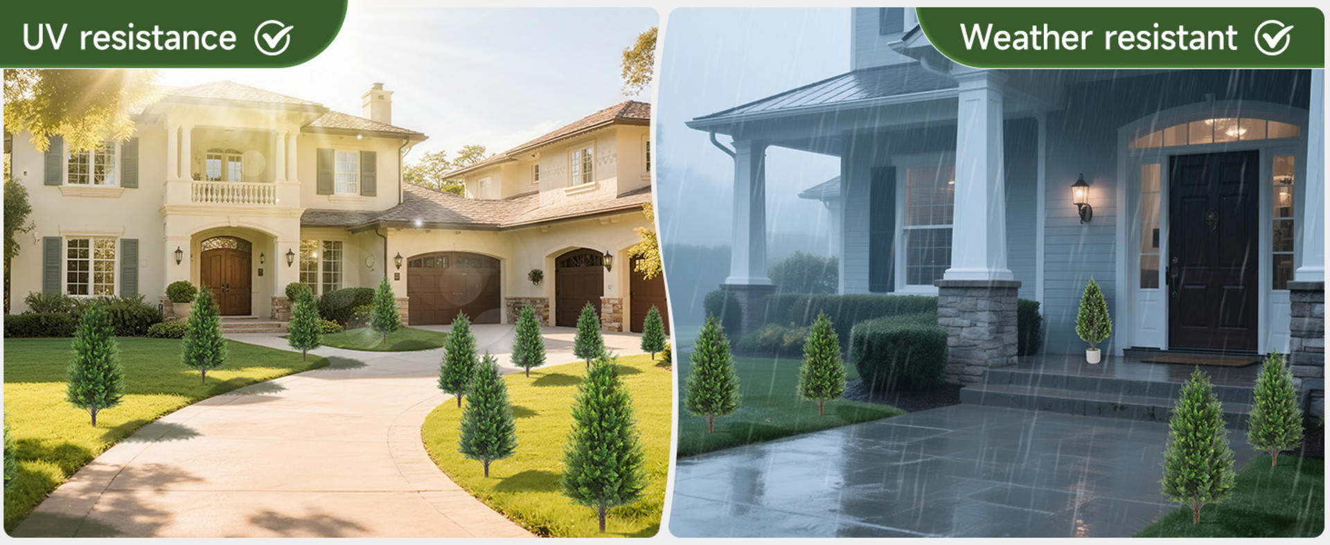 3FT Artificial Cedar Topiary Trees Set of 2, UV Resistant Faux Plants with Dual Bases for Porch Decor detail 3