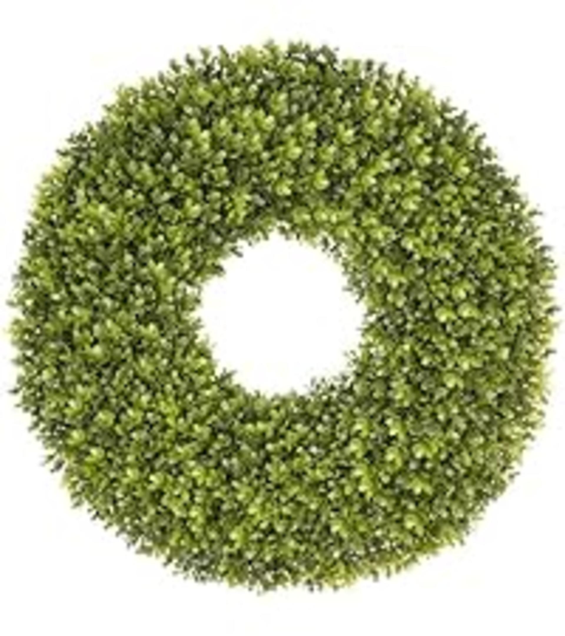 20'' Artificial Boxwood Wreath for Front Door - Year Round Greenery with Hello Sign detail 10