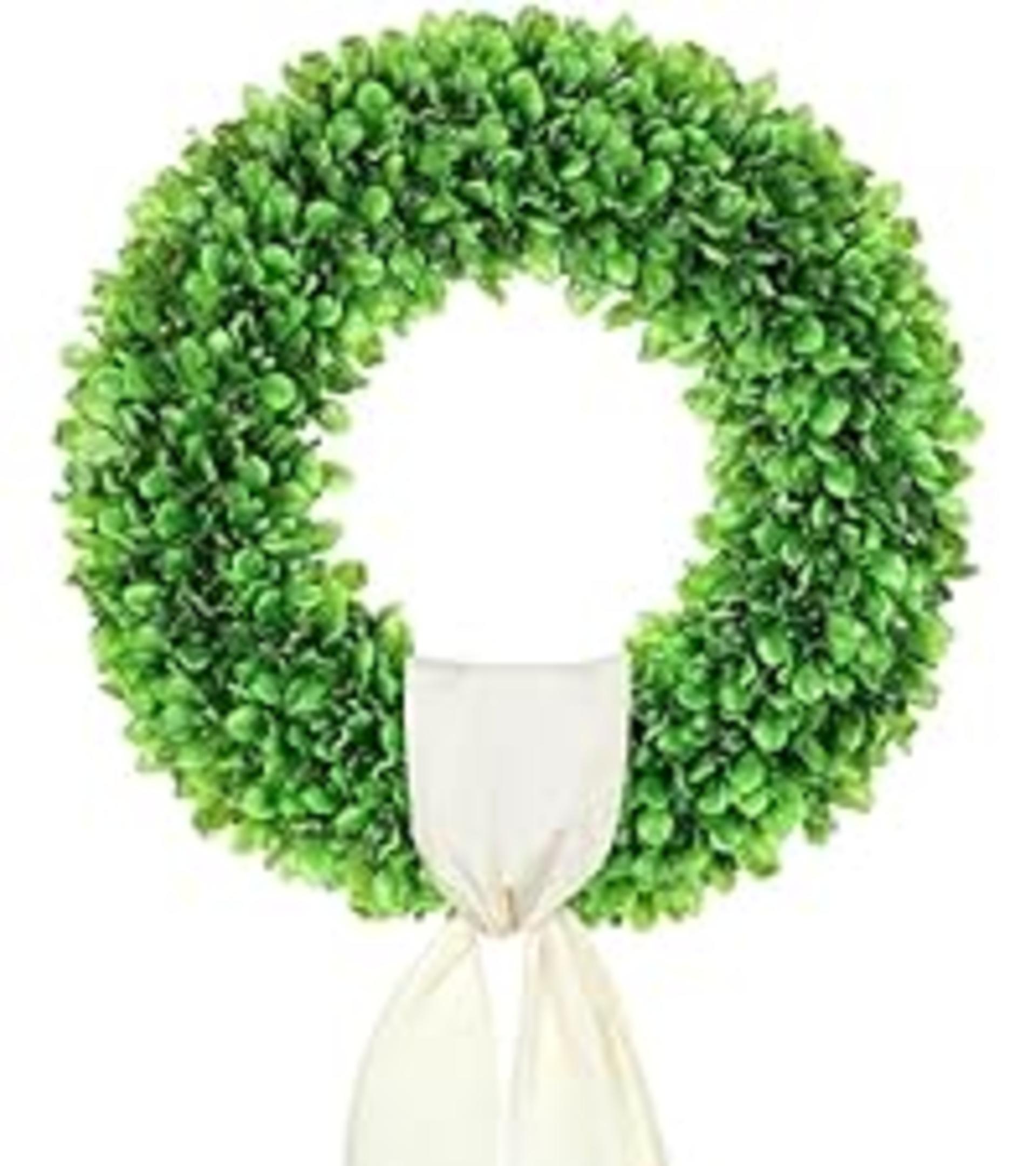 20'' Artificial Boxwood Wreath for Front Door - Year Round Greenery with Hello Sign detail 12