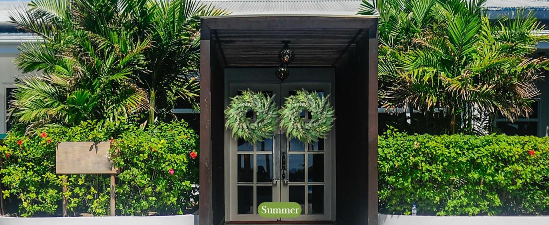 22 Inch Eucalyptus Wreath for Front Door Year Round - Large Artificial Greenery Farmhouse Wreath detail 4