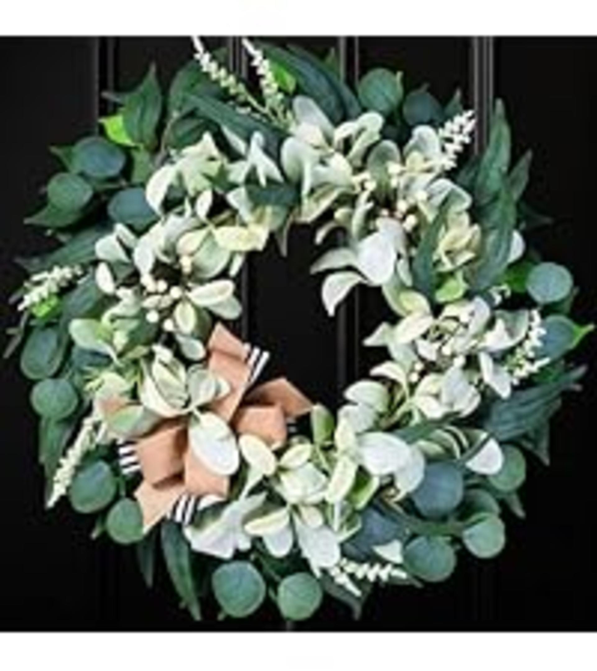22 Inch Eucalyptus Wreath for Front Door Year Round - Large Artificial Greenery Farmhouse Wreath detail 10