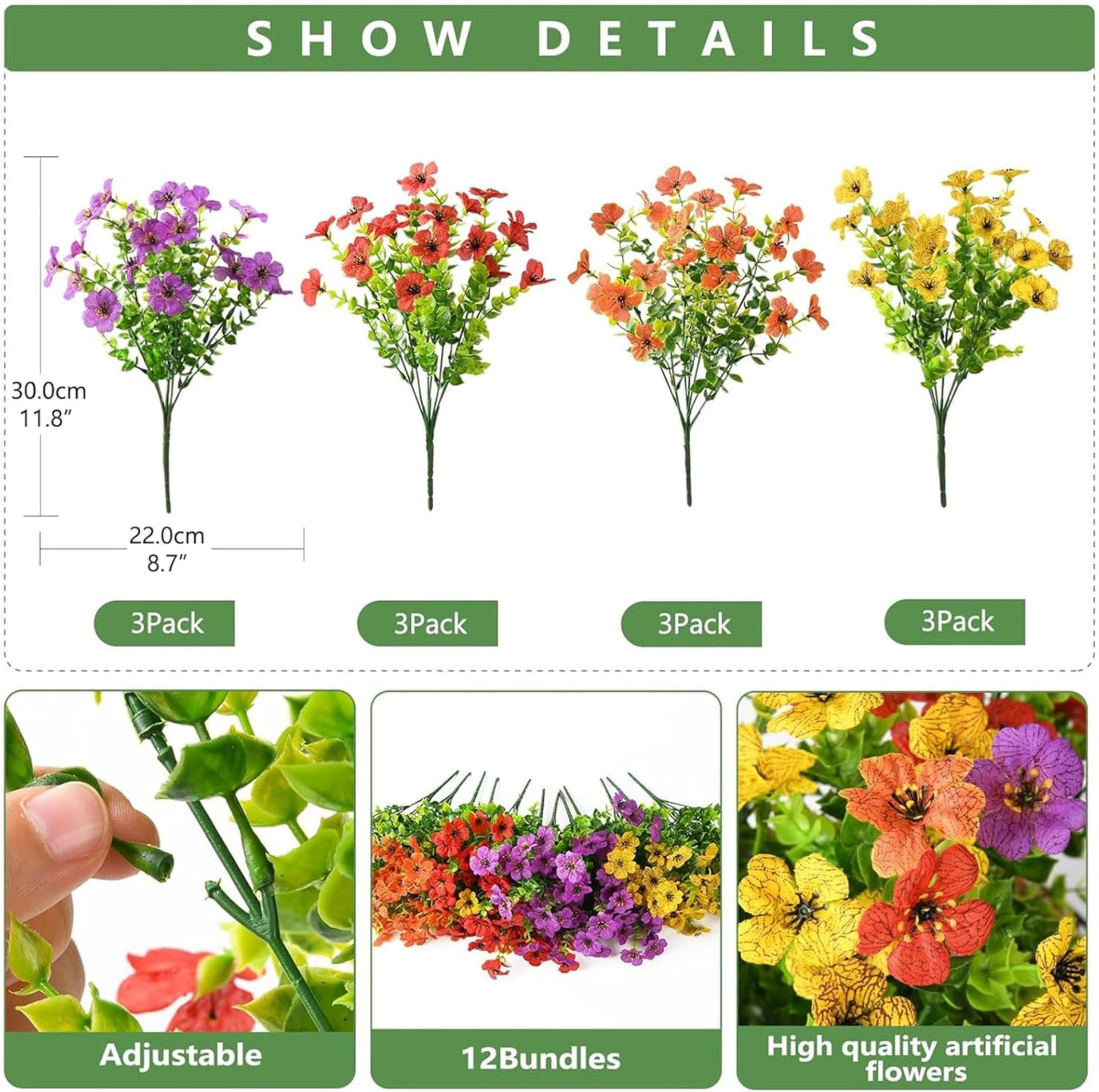 12 Bundles Artificial Daisy Flowers for Outdoors, UV Resistant Faux Silk Plants for Garden Porch - 2