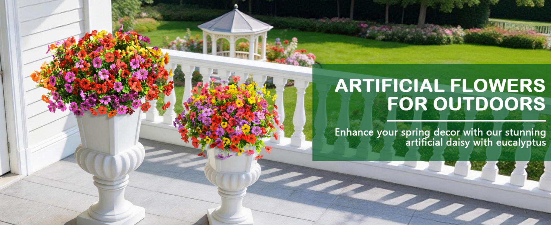 12 Bundles Artificial Daisy Flowers for Outdoors, UV Resistant Faux Silk Plants for Garden Porch detail 1
