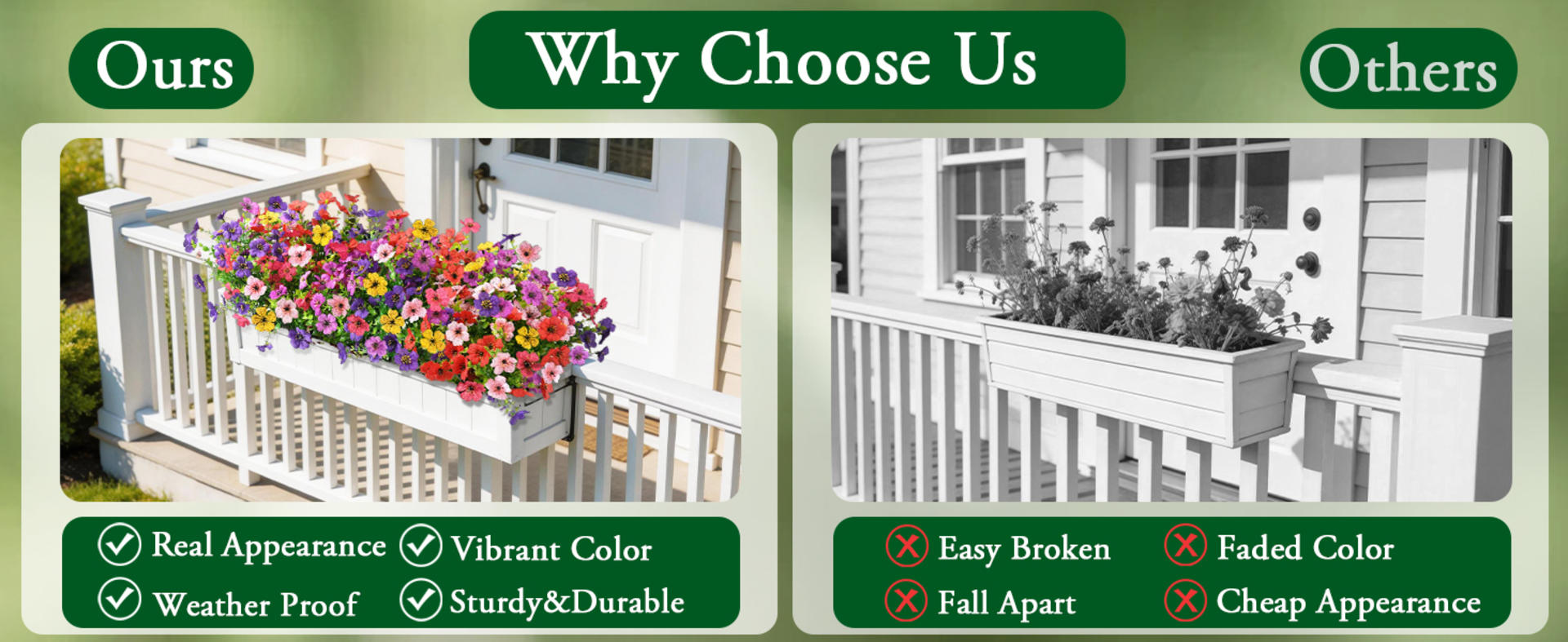 12 Bundles Artificial Daisy Flowers for Outdoors, UV Resistant Faux Silk Plants for Garden Porch detail 3