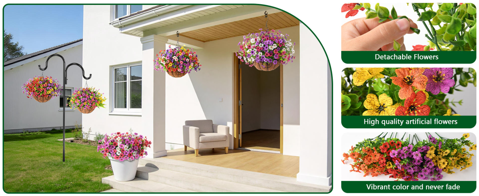 12 Bundles Artificial Daisy Flowers for Outdoors, UV Resistant Faux Silk Plants for Garden Porch detail 2