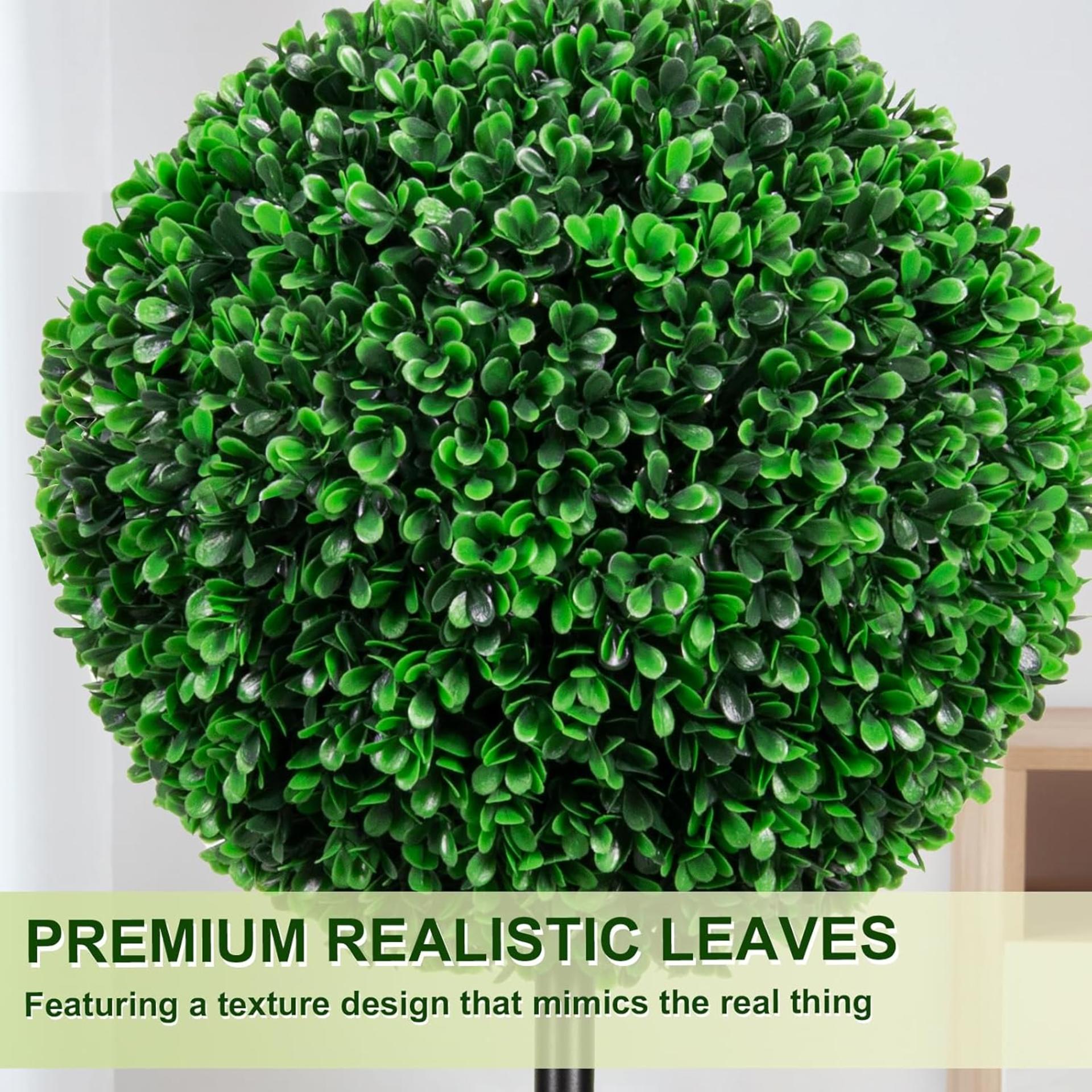 3FT UV-Resistant Artificial Triple Ball Boxwood Topiary Set of 2 for Outdoor & Indoor Decor - 4