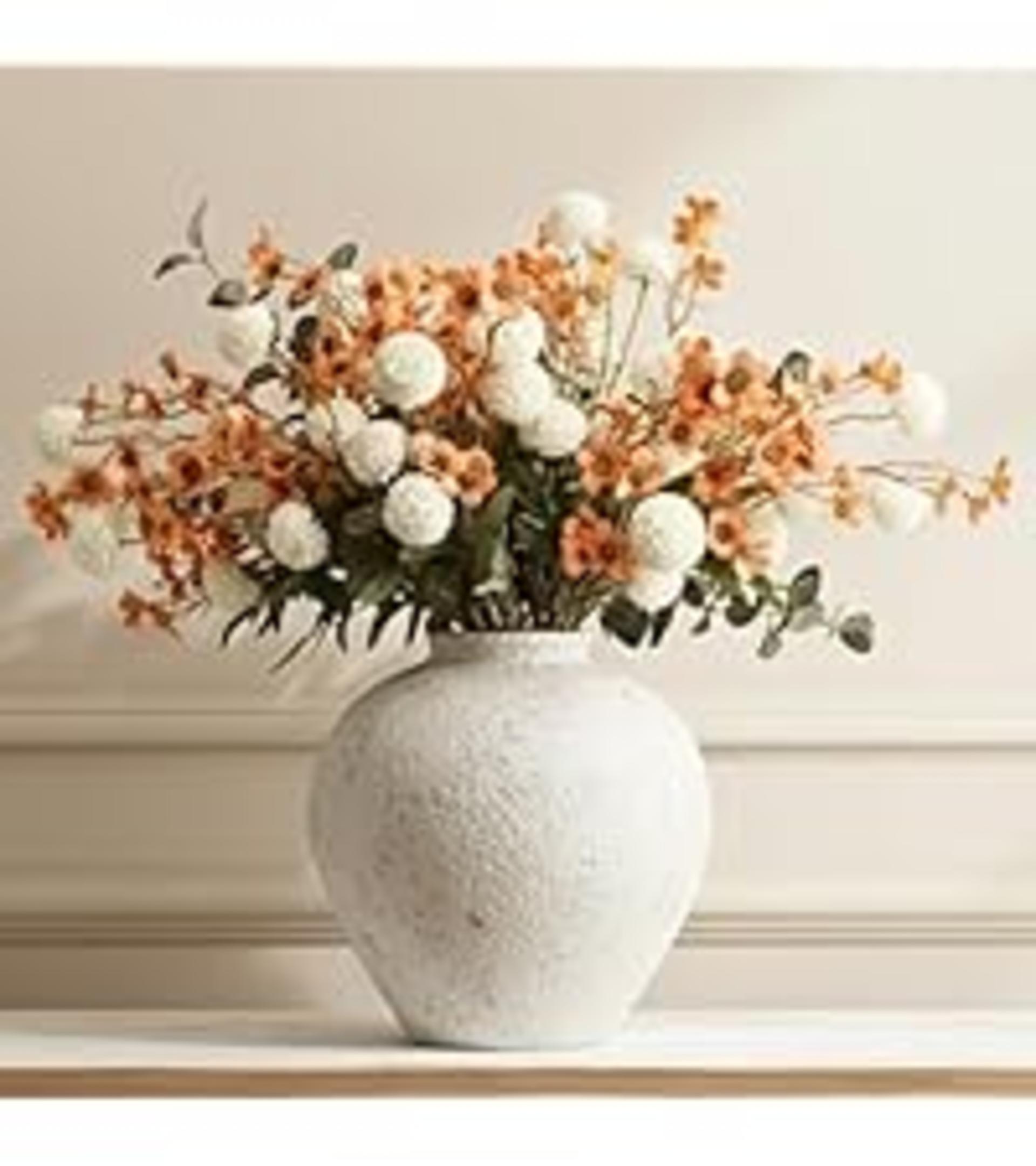 Real Touch White Faux Hydrangea and Eucalyptus Arrangement - 5 Heads Realistic Artificial Flowers detail 13