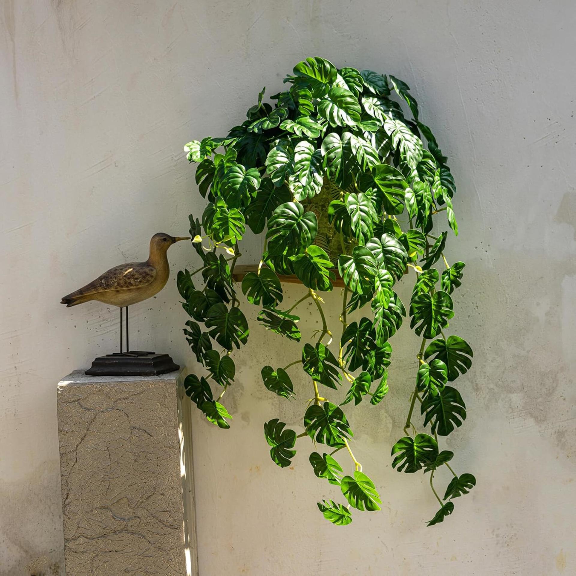2 PCS Artificial Hanging Monstera Plants, UV-Resistant Faux Ivy Vine Tropical Greenery - 9