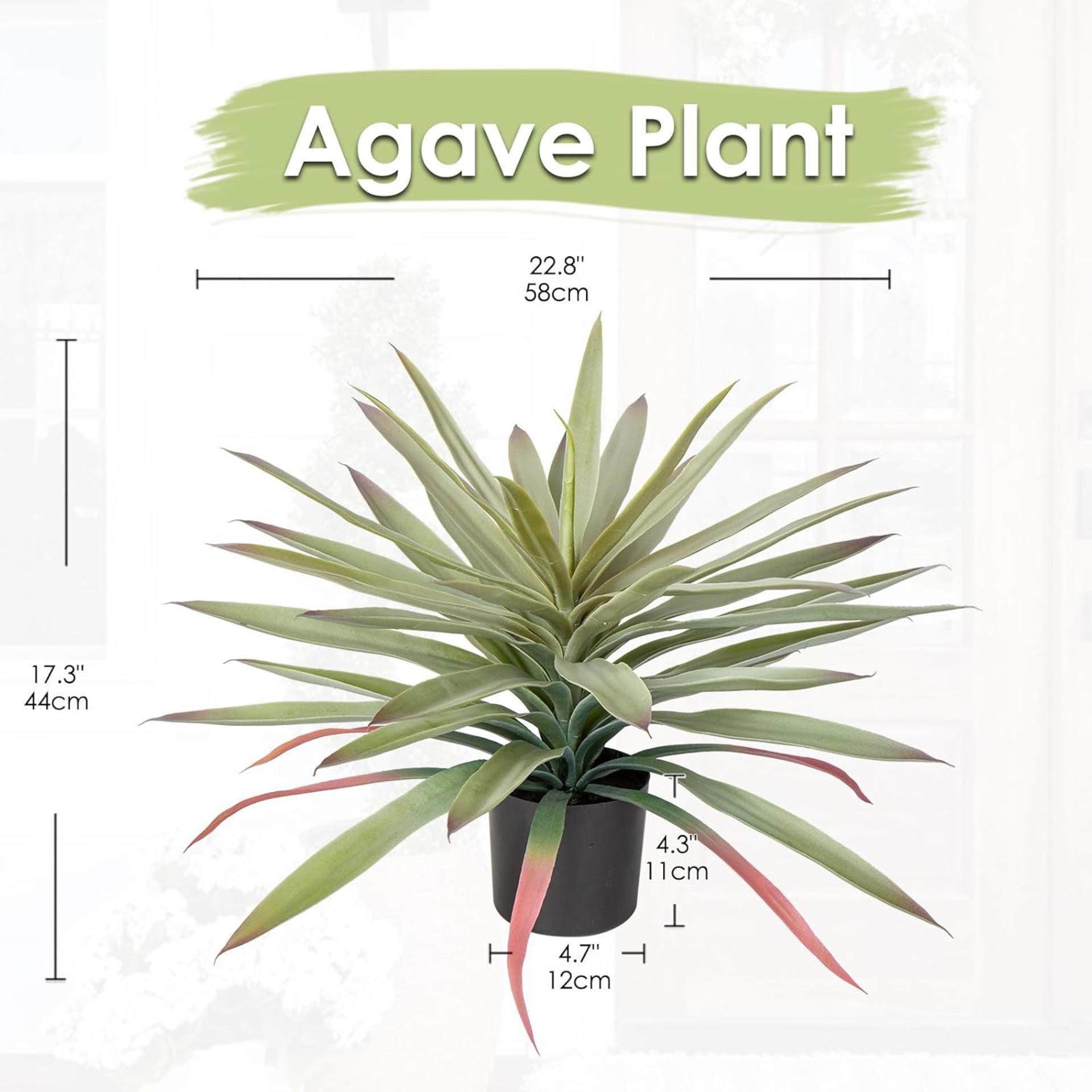17.3 Inch Large Artificial Agave Plant, Faux Yucca Potted Succulent for Indoor Outdoor Decor - 2