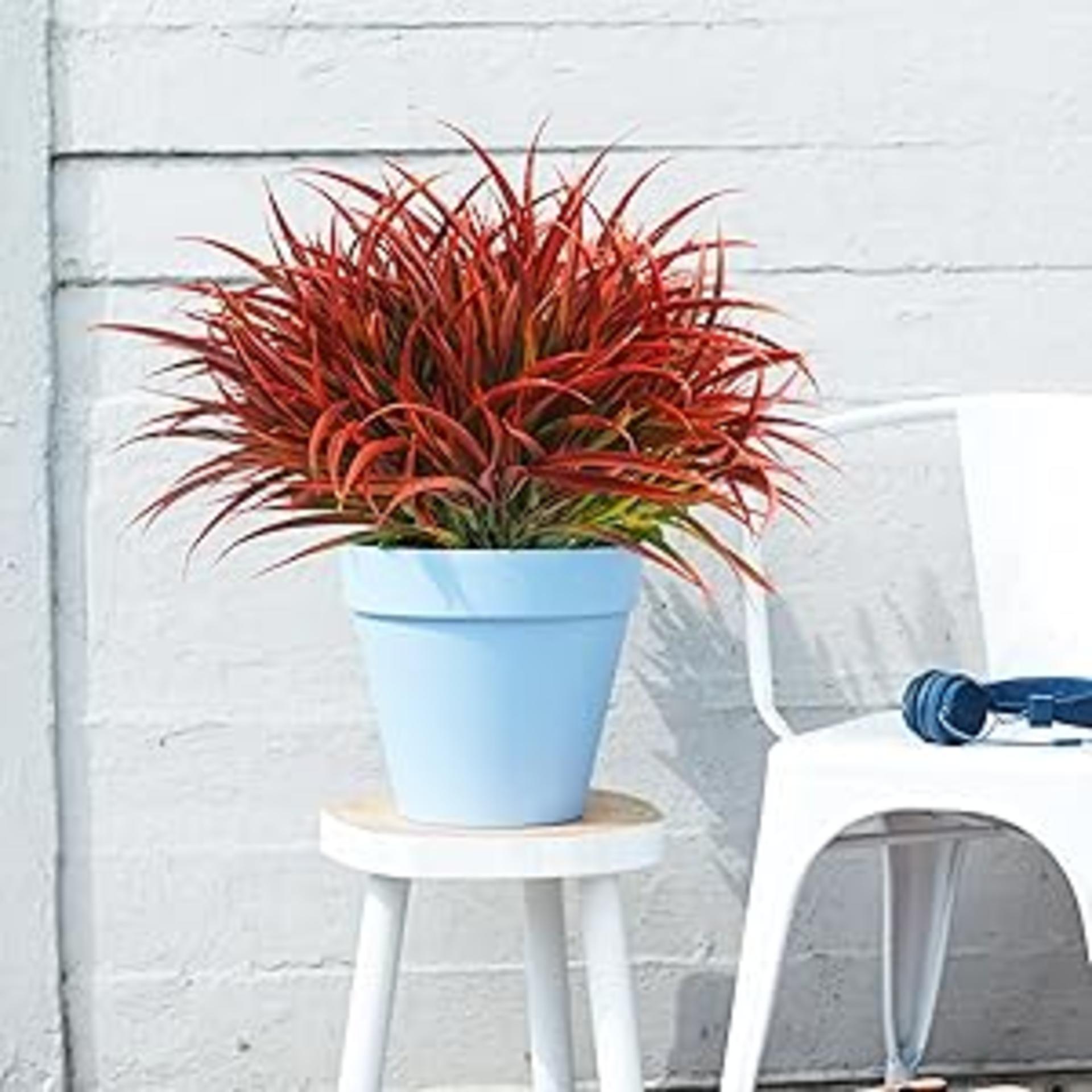 28 Bundles UV Resistant Artificial Outdoor Plants, Deep Red Faux Grass Shrubs for Garden Decor detail 5