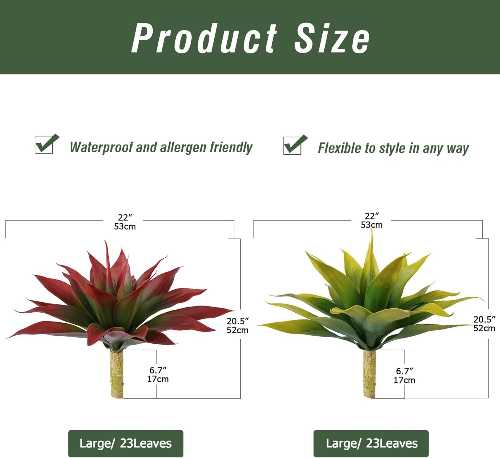 2-Pack Artificial Agave Plants, 22" UV Resistant Faux Succulents for Indoor Outdoor Decor - 2