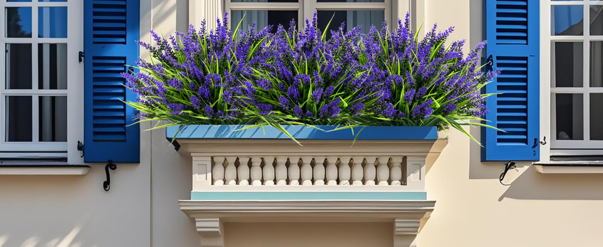 48 Bundles UV Resistant Artificial Lavender Flowers with Monkey Grass for Outdoor Decor detail 5