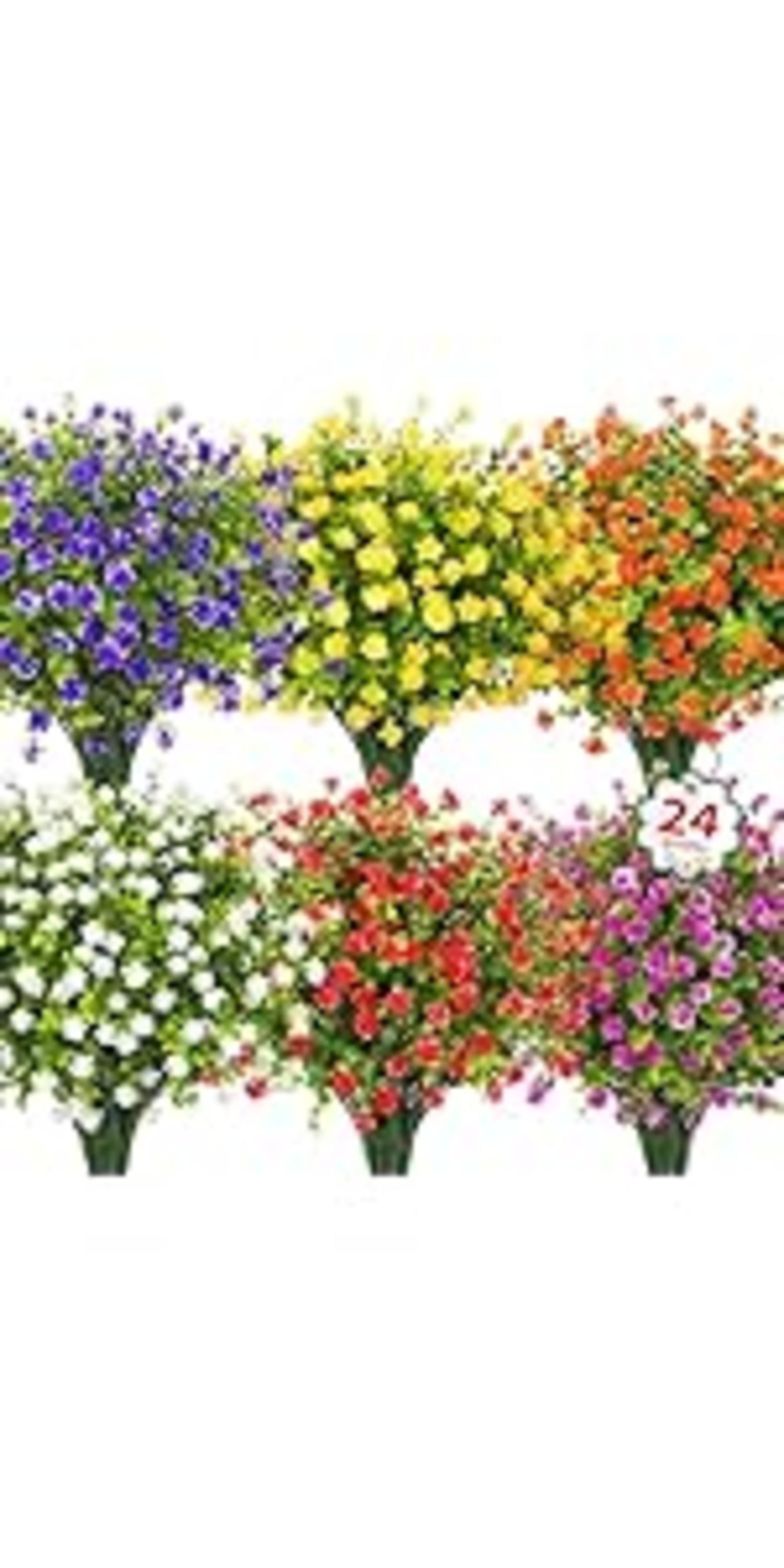 12 Bundles UV Resistant Artificial Flowers and Faux Boston Ferns for Outdoor Garden Decor detail 13