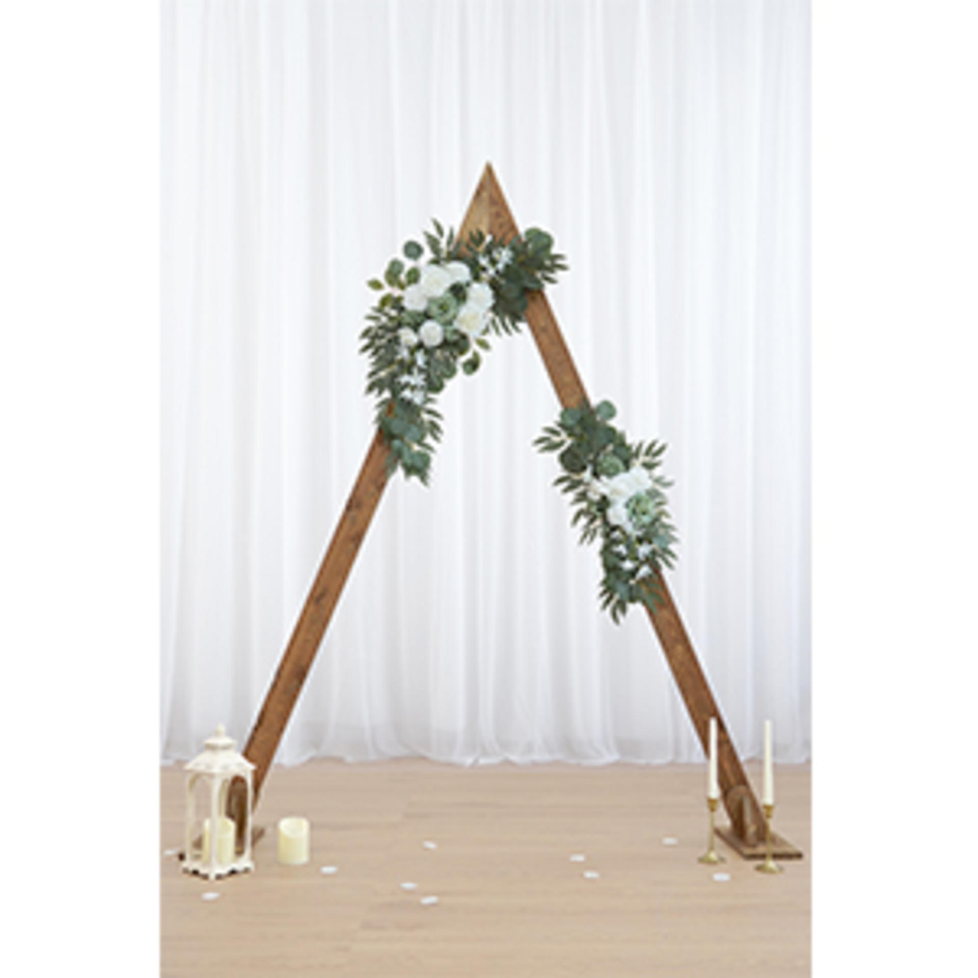 2-Pack Sage Green & White Wedding Flower Swag Set for Arch and Ceremony Decor detail 6