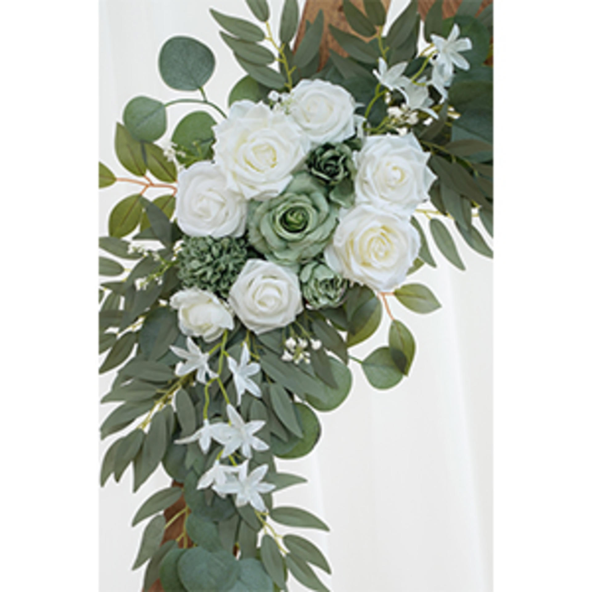 2-Pack Sage Green & White Wedding Flower Swag Set for Arch and Ceremony Decor detail 7