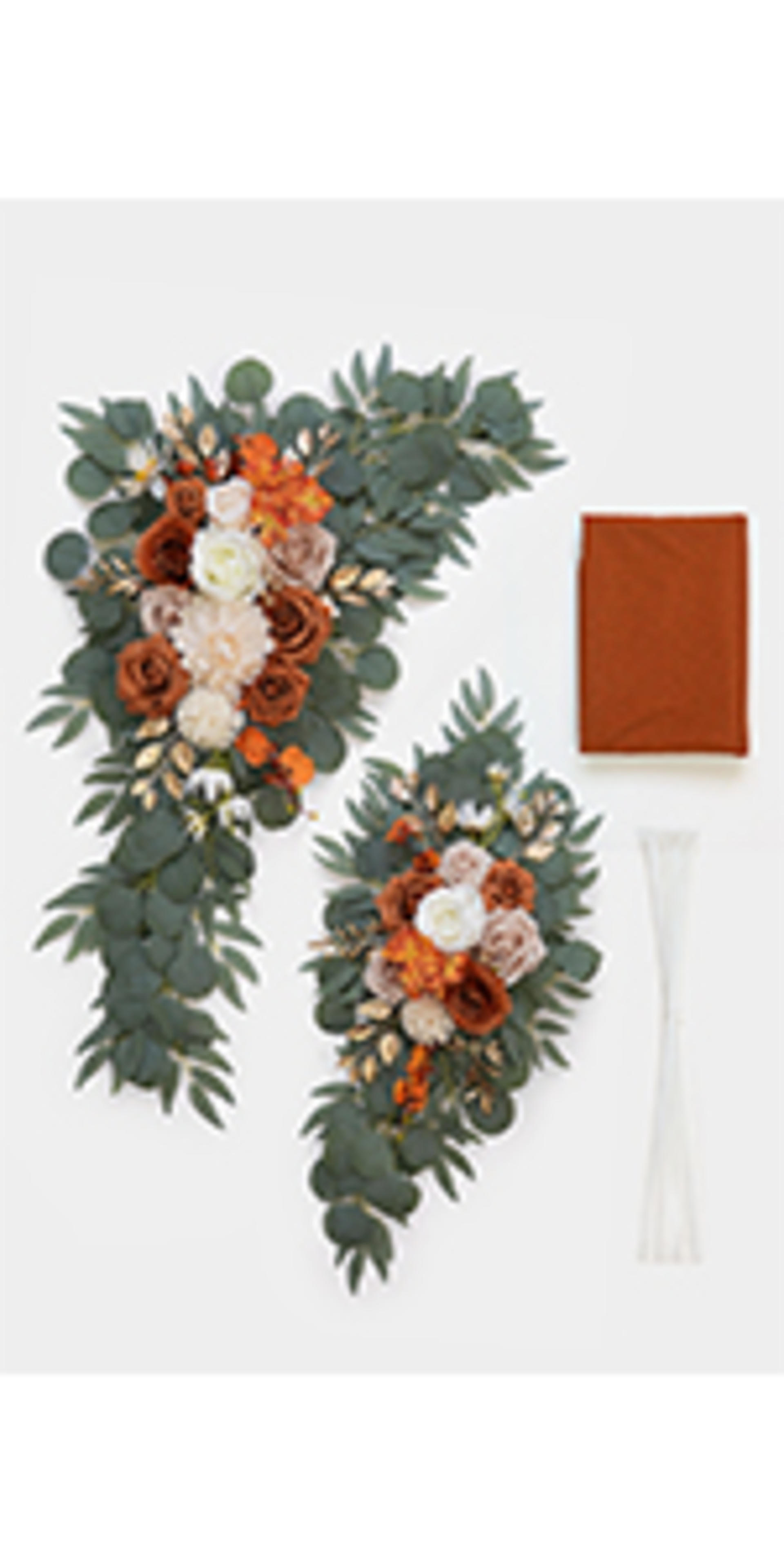 2-Pack Sage Green & White Wedding Flower Swag Set for Arch and Ceremony Decor detail 14