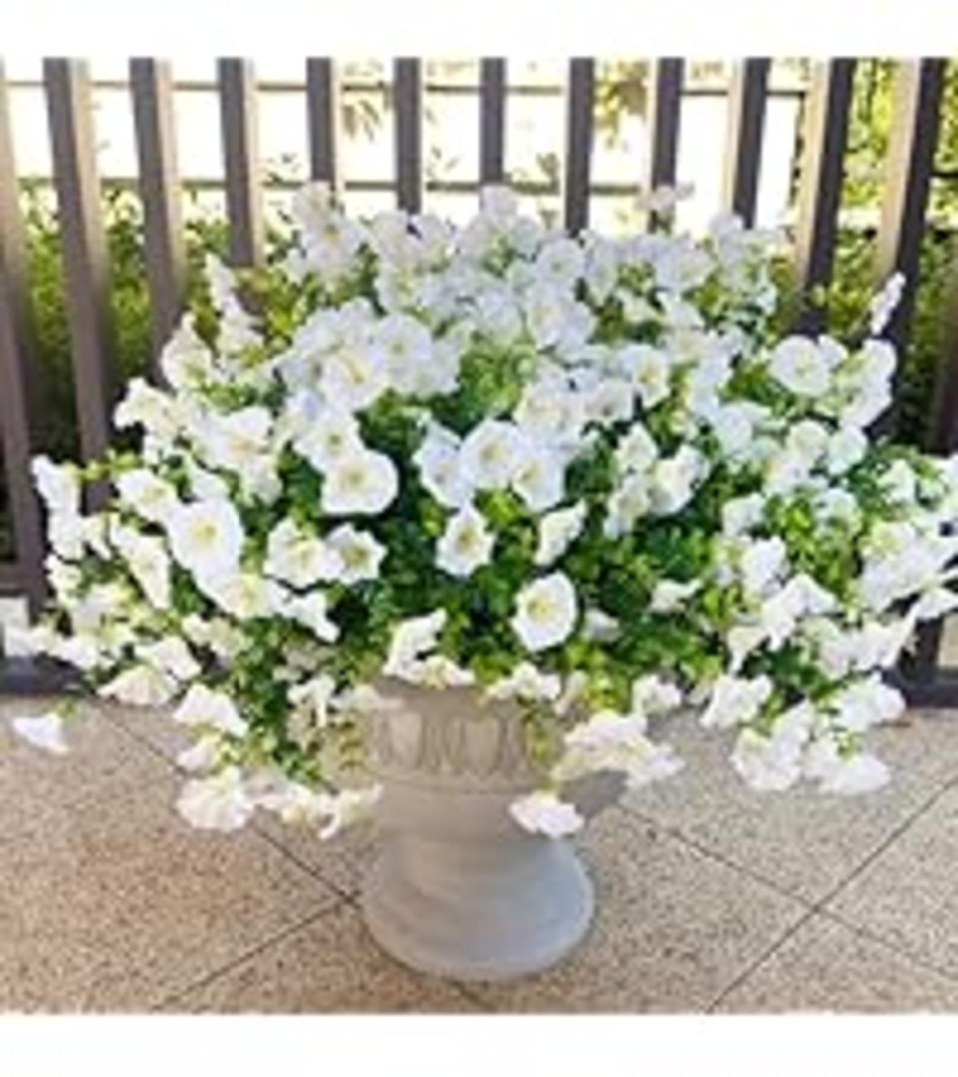 16 Bundles Artificial White Flowers for Outdoor Decor, UV Resistant Faux Plants with Eucalyptus Stems detail 14