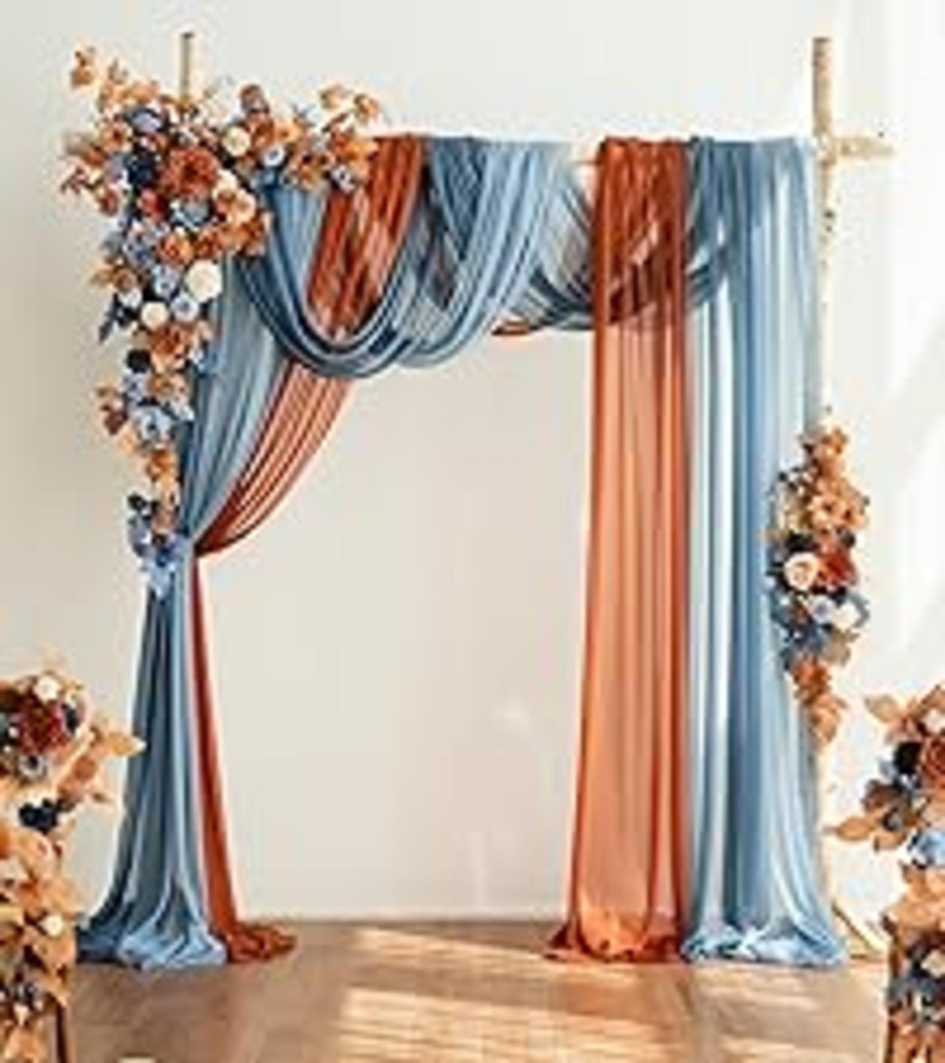 2pcs Artificial Wedding Welcome Sign Flowers Swag, Terracotta & Navy Blue Floral Garland for Arch detail 8