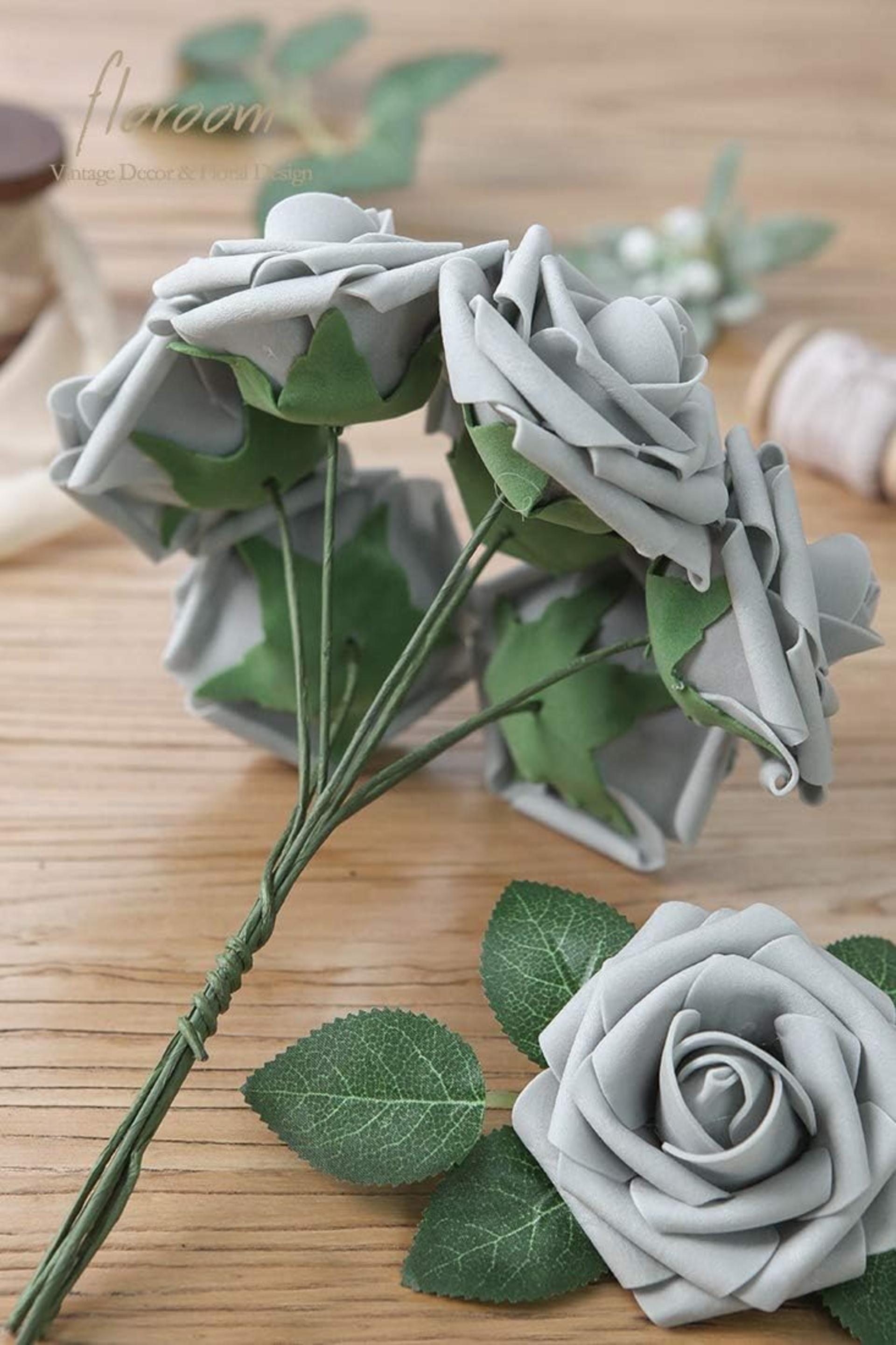 50pcs Real Looking Artificial Foam Roses with Stems for DIY Wedding Bouquets and Decor - 2