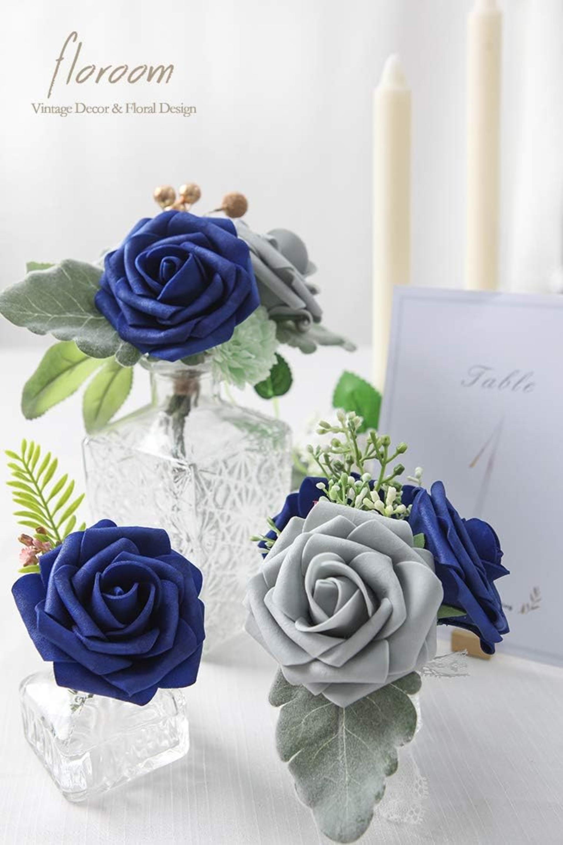 50pcs Real Looking Artificial Foam Roses with Stems for DIY Wedding Bouquets and Decor - 4