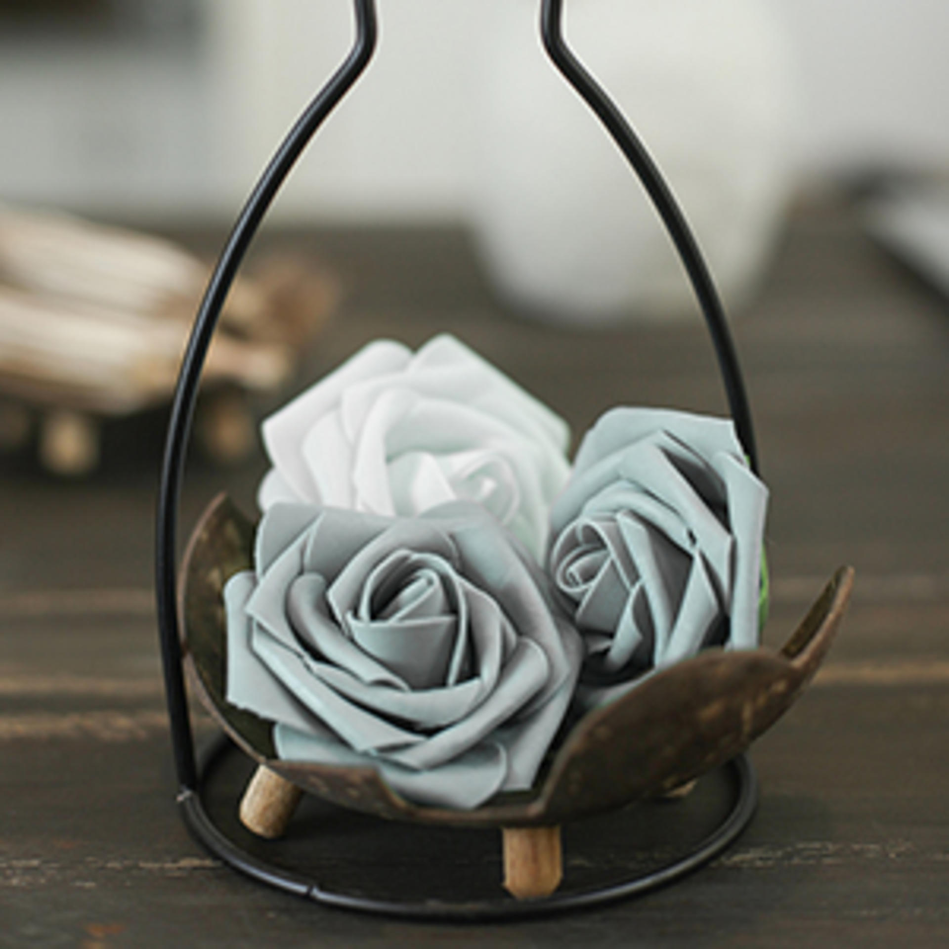 50pcs Real Looking Artificial Foam Roses with Stems for DIY Wedding Bouquets and Decor detail 3