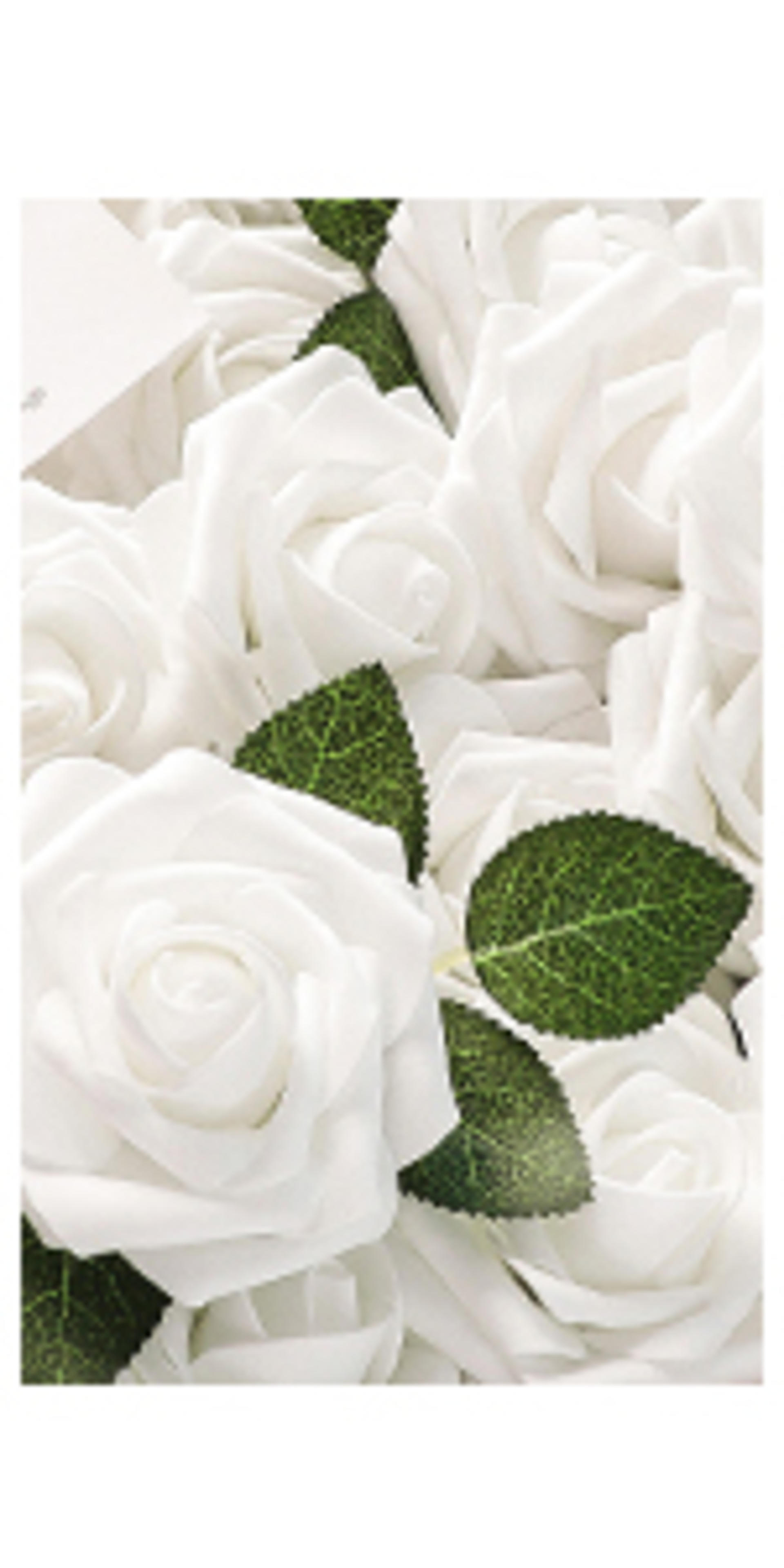 50pcs Real Looking Artificial Foam Roses with Stems for DIY Wedding Bouquets and Decor detail 6